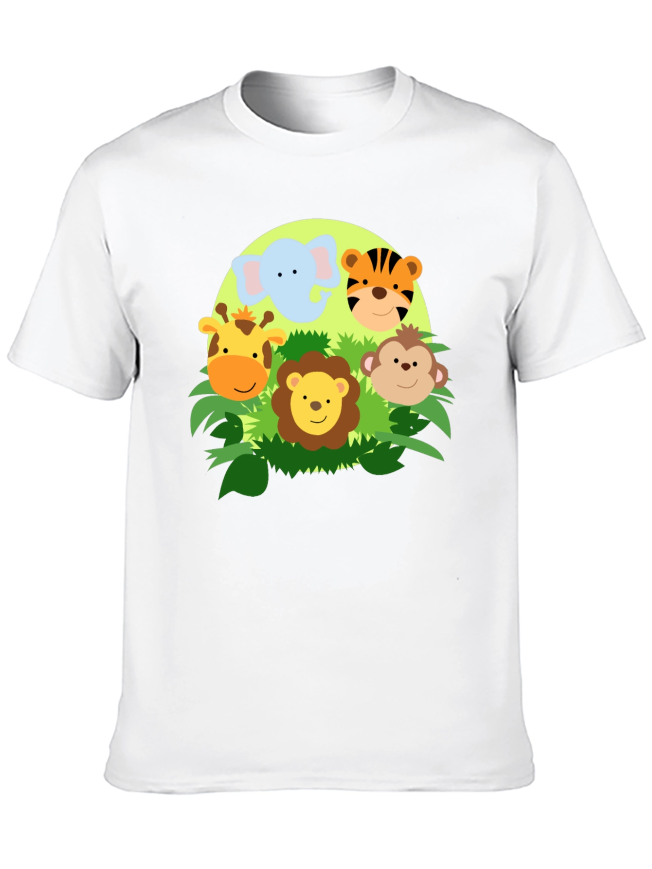 Jungle Animal Faces Graphic T-Shirt - Cute Cartoon Design