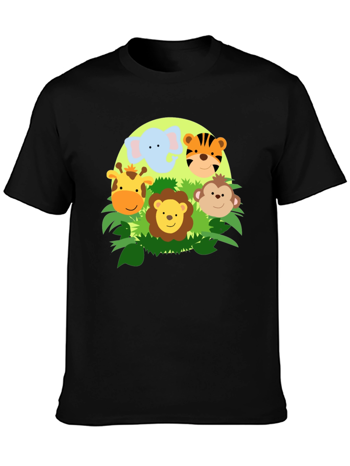 Jungle Animal Faces Graphic T-Shirt - Cute Cartoon Design