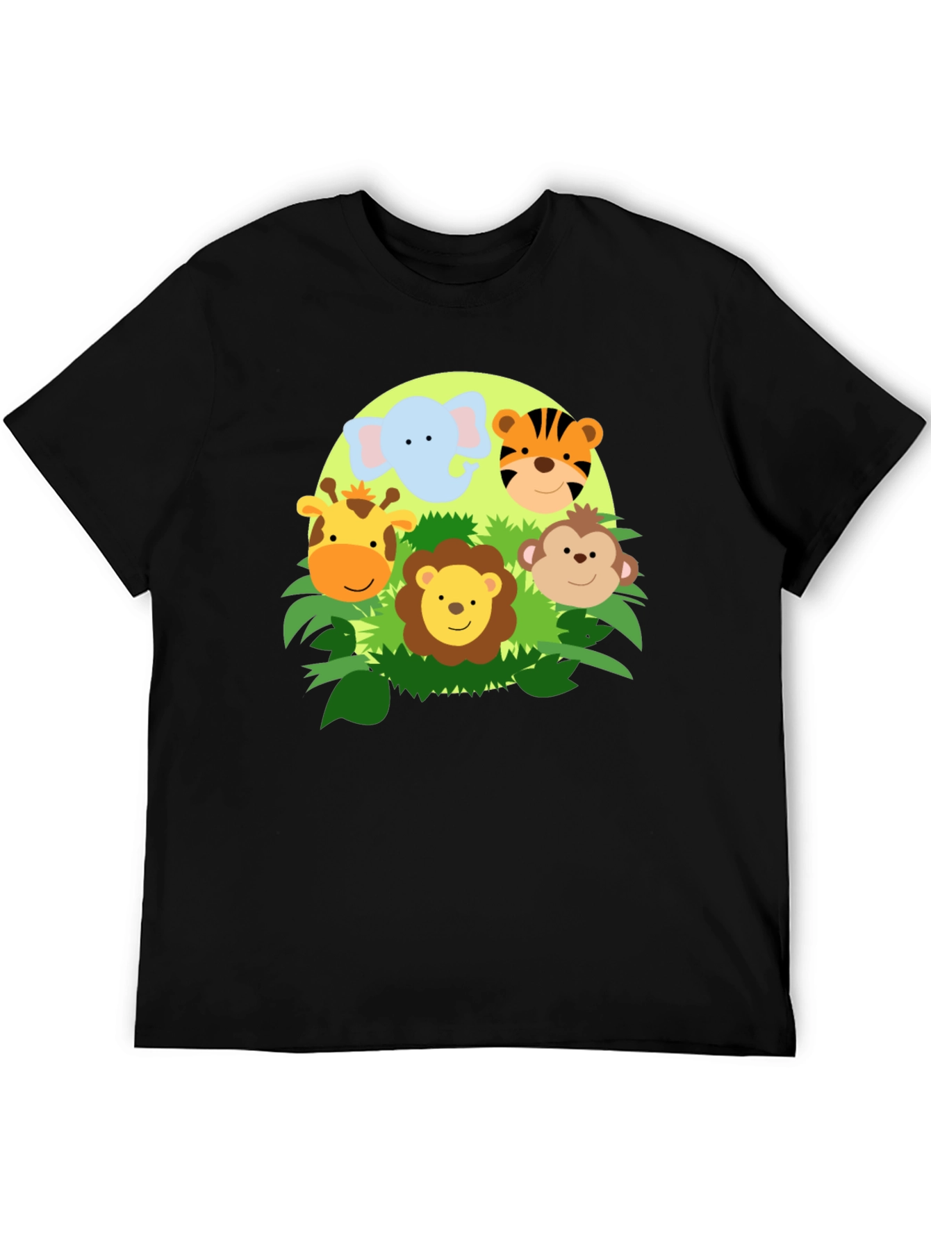 Jungle Animal Faces Graphic T-Shirt - Cute Cartoon Design
