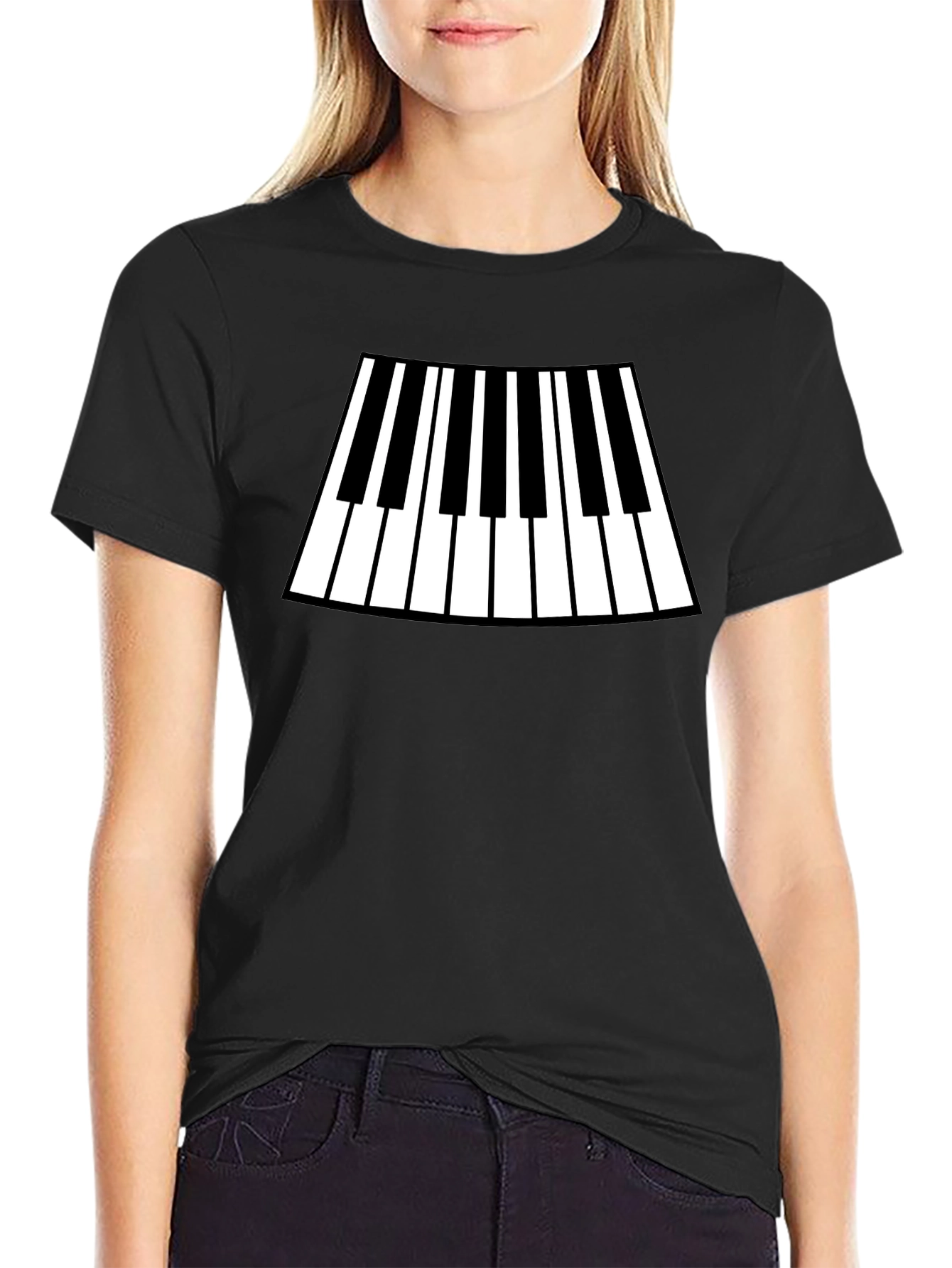 Piano Keys Graphic Black T-Shirt