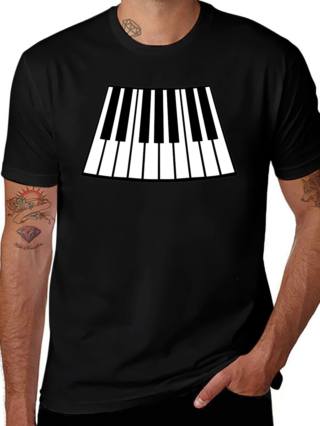 Piano Keys Graphic Black T-Shirt
