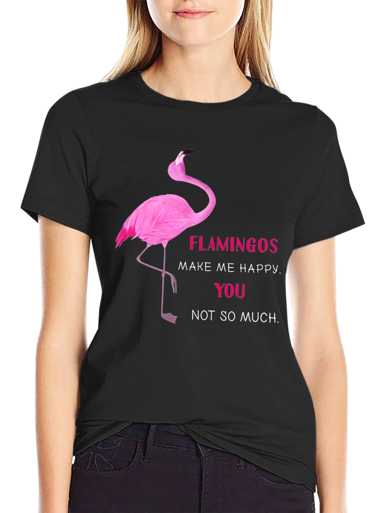 Flamingo Graphic Tee - Make Me Happy Funny T-Shirt