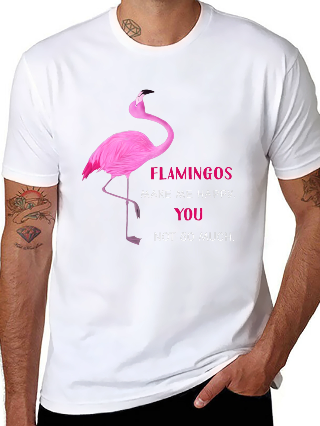 Flamingo Graphic Tee - Make Me Happy Funny T-Shirt