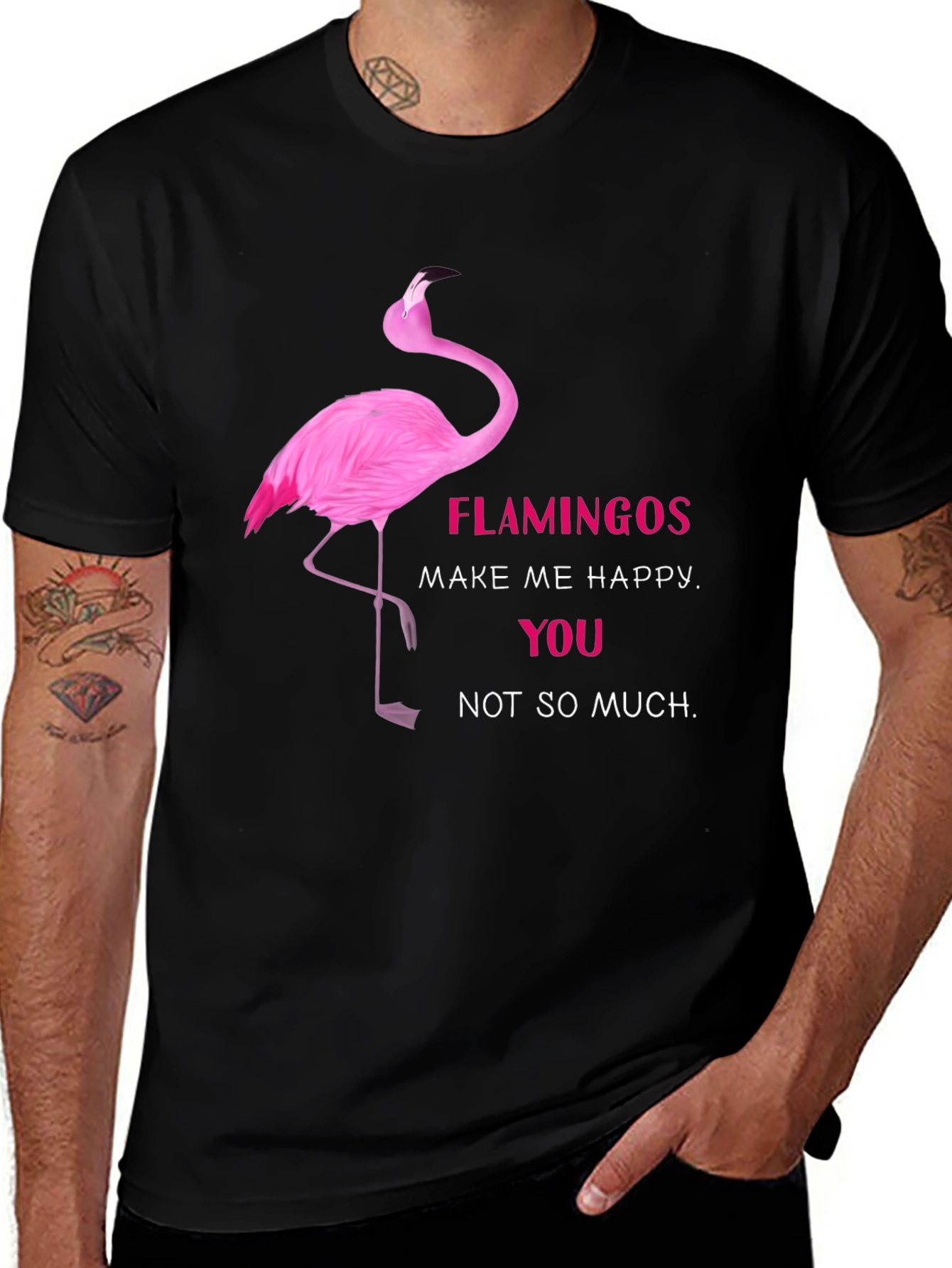 Flamingo Graphic Tee - Make Me Happy Funny T-Shirt