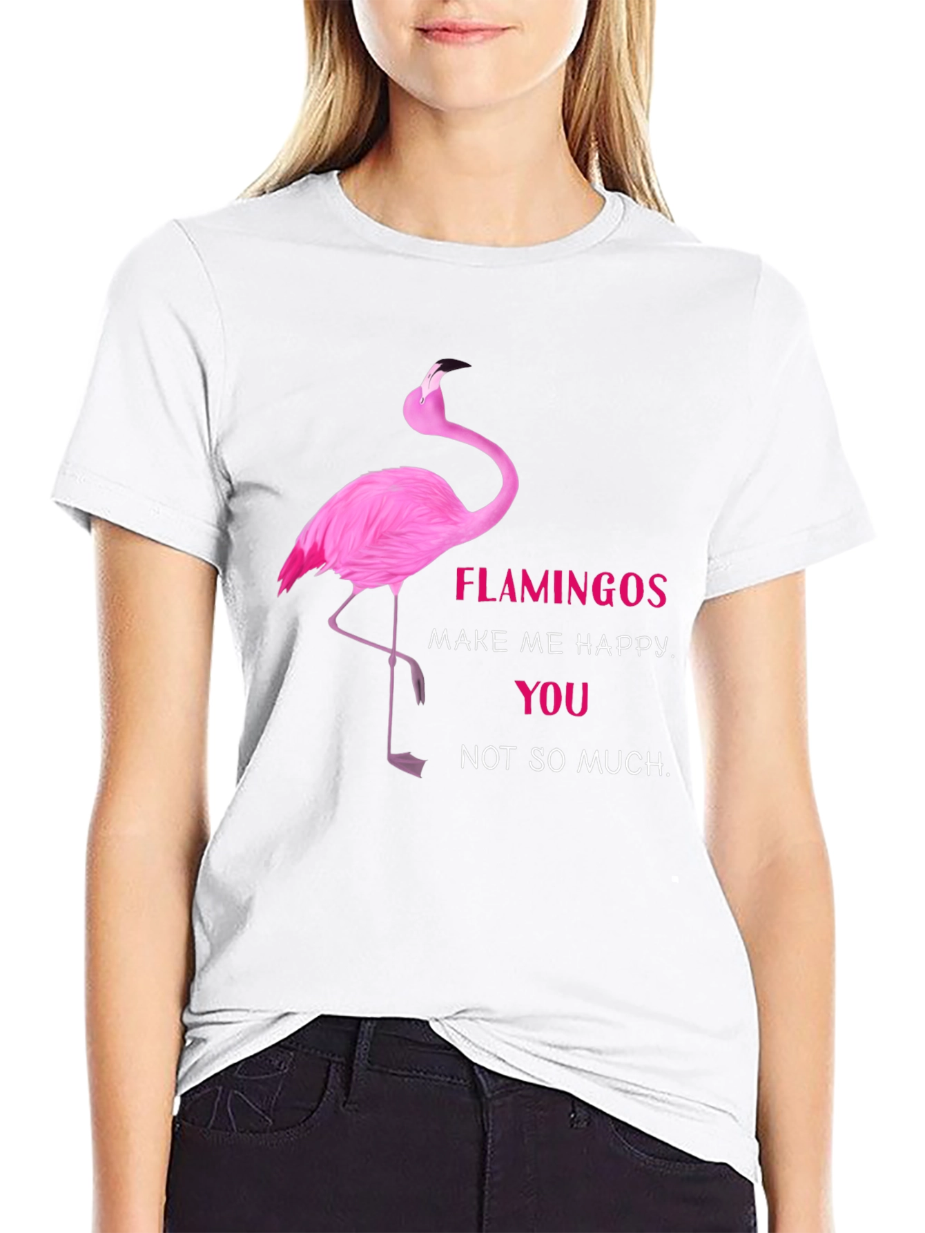 Flamingo Graphic Tee - Make Me Happy Funny T-Shirt