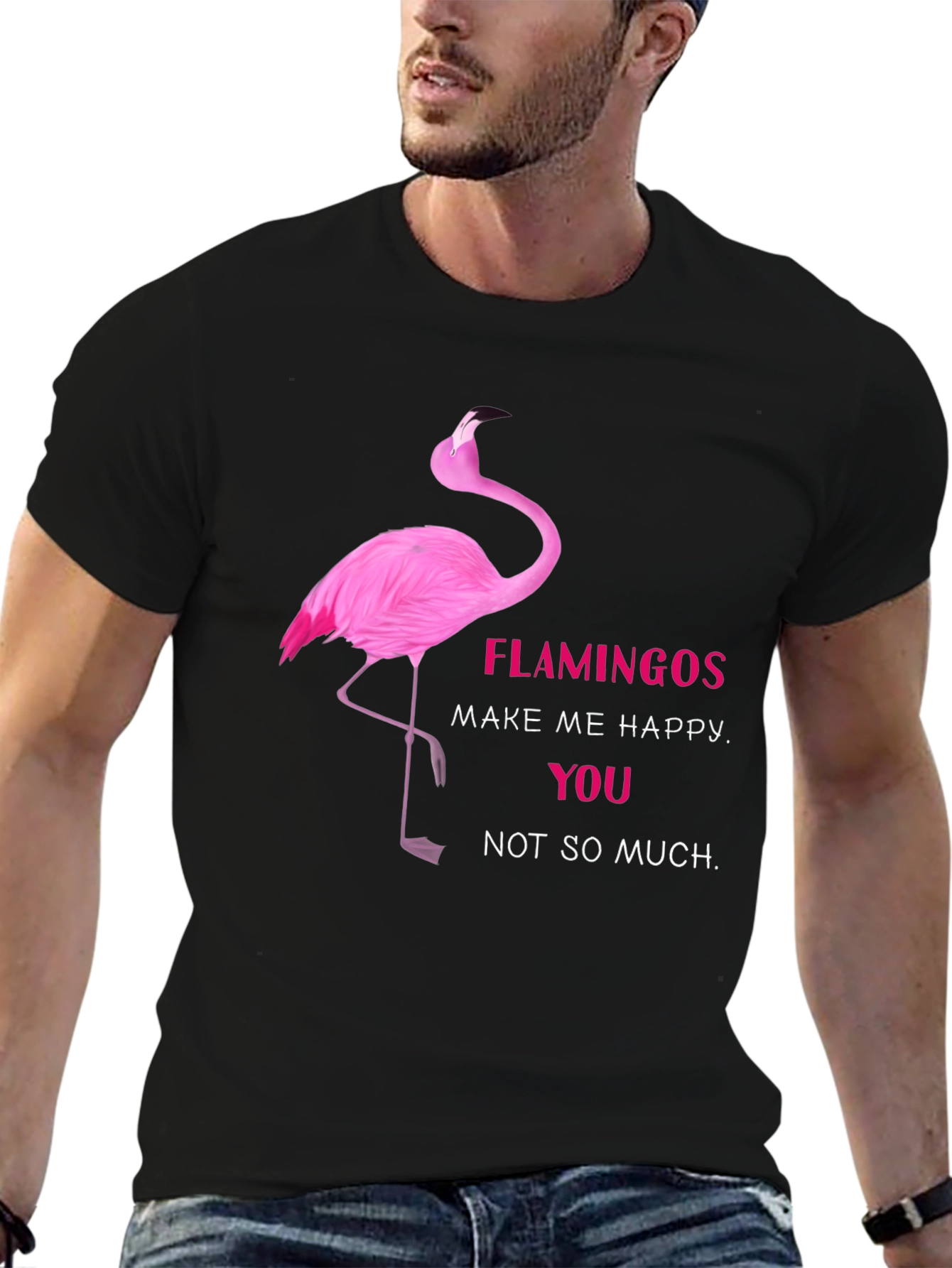 Flamingo Graphic Tee - Make Me Happy Funny T-Shirt