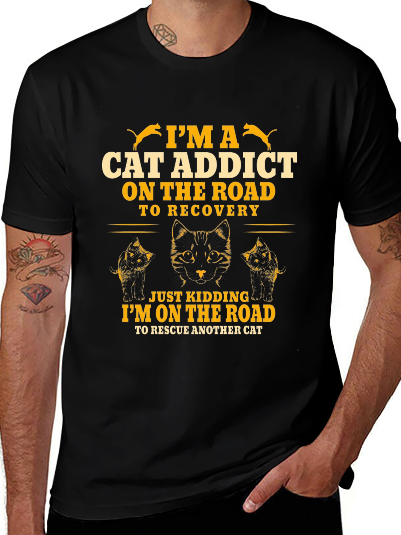 Cat Addict T-Shirt - On The Road to Rescue