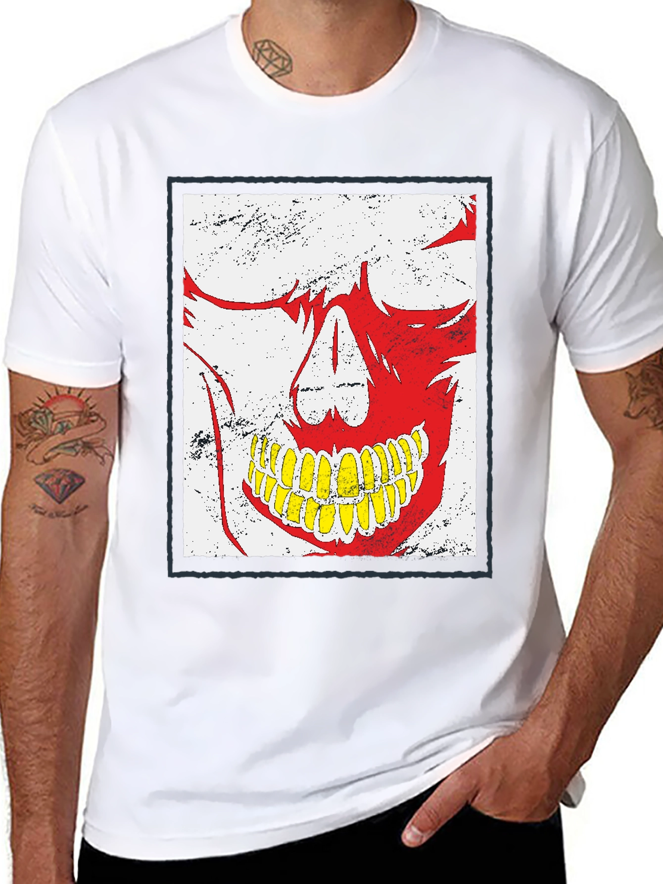 Red Skull Graphic Print Black T-Shirt