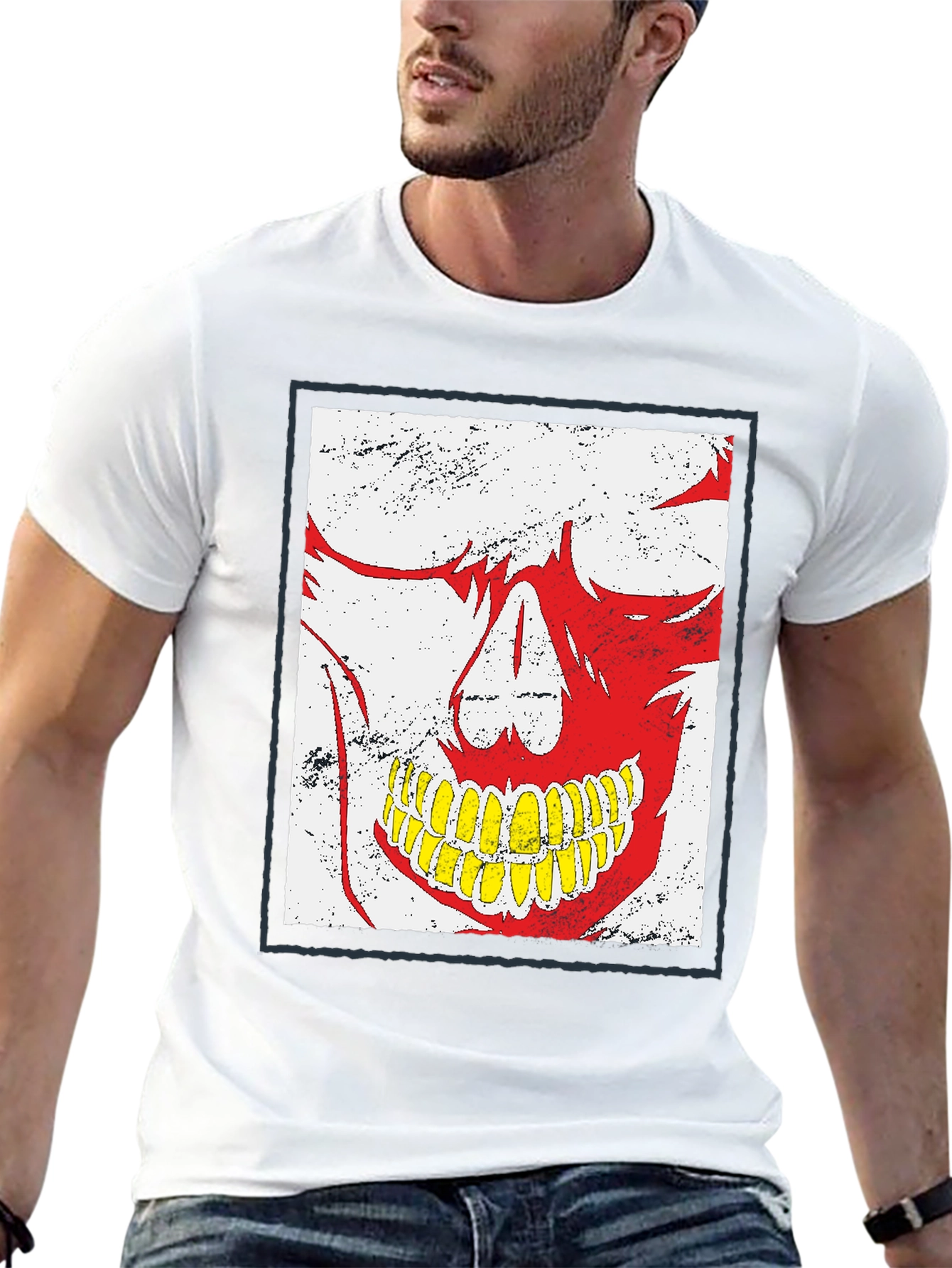 Red Skull Graphic Print Black T-Shirt
