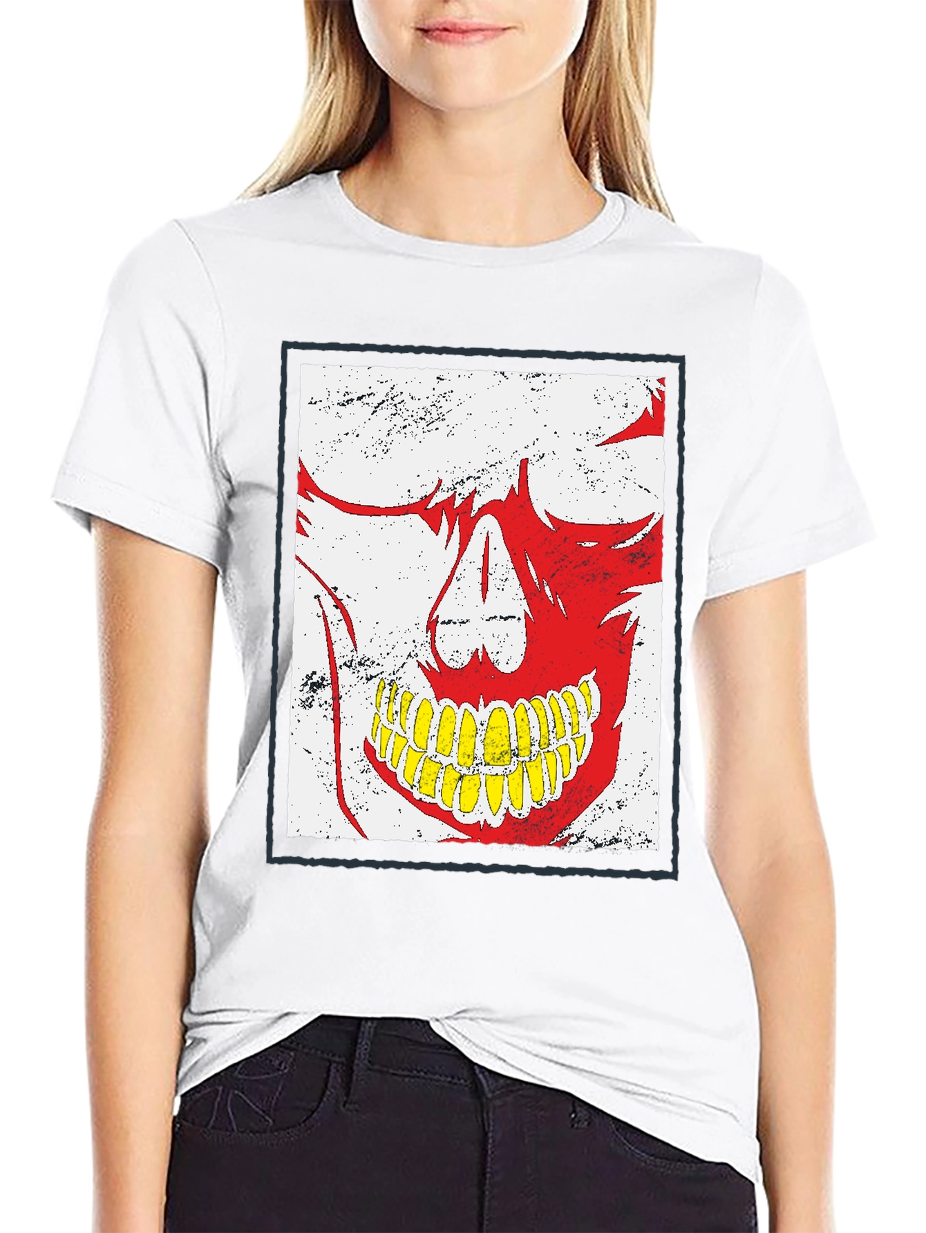 Red Skull Graphic Print Black T-Shirt