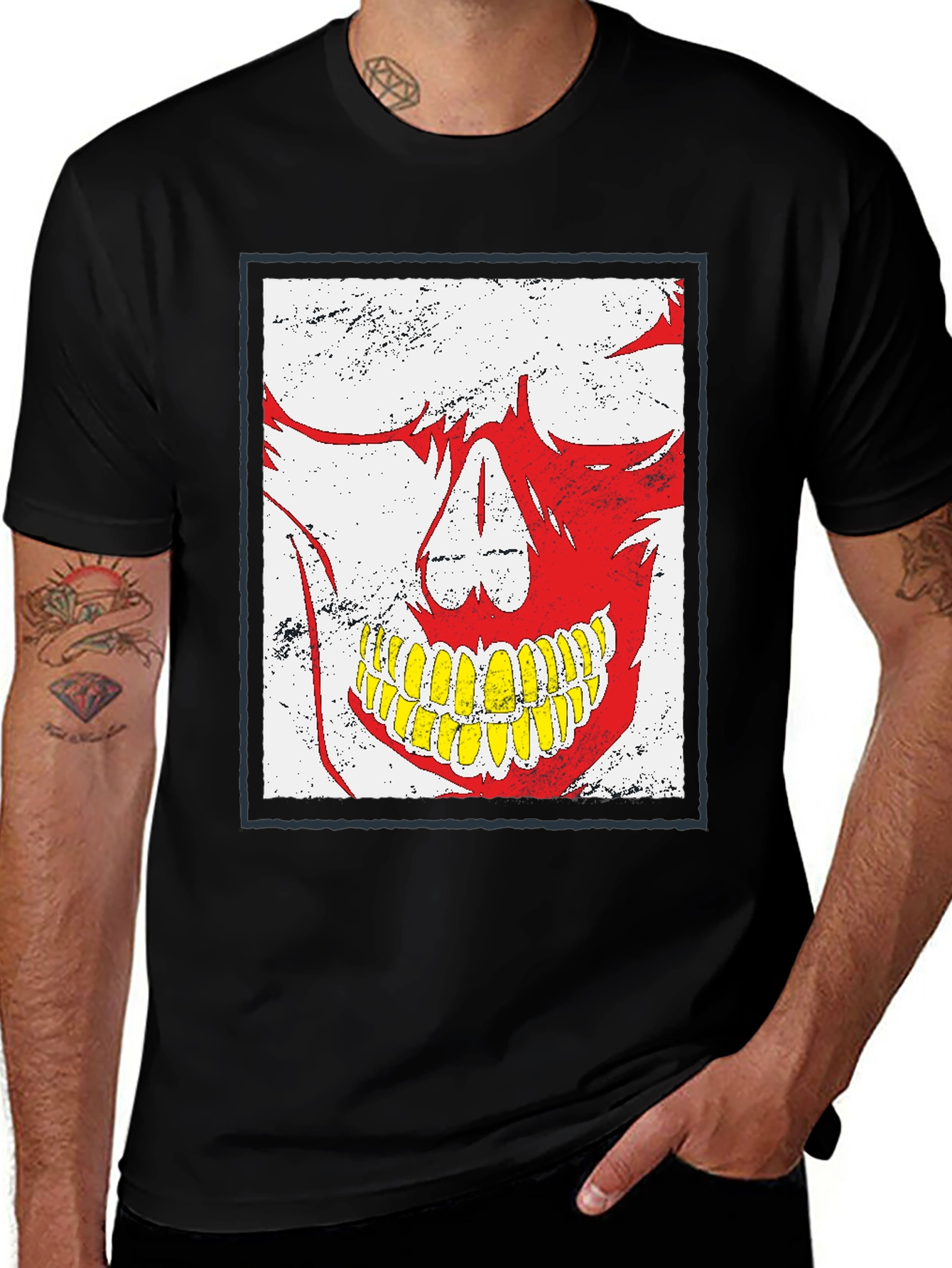 Red Skull Graphic Print Black T-Shirt