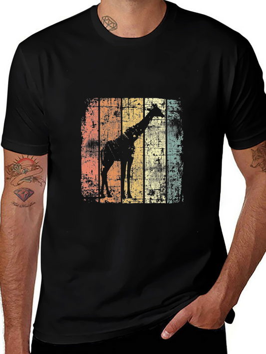 Giraffe Silhouette Distressed T-Shirt