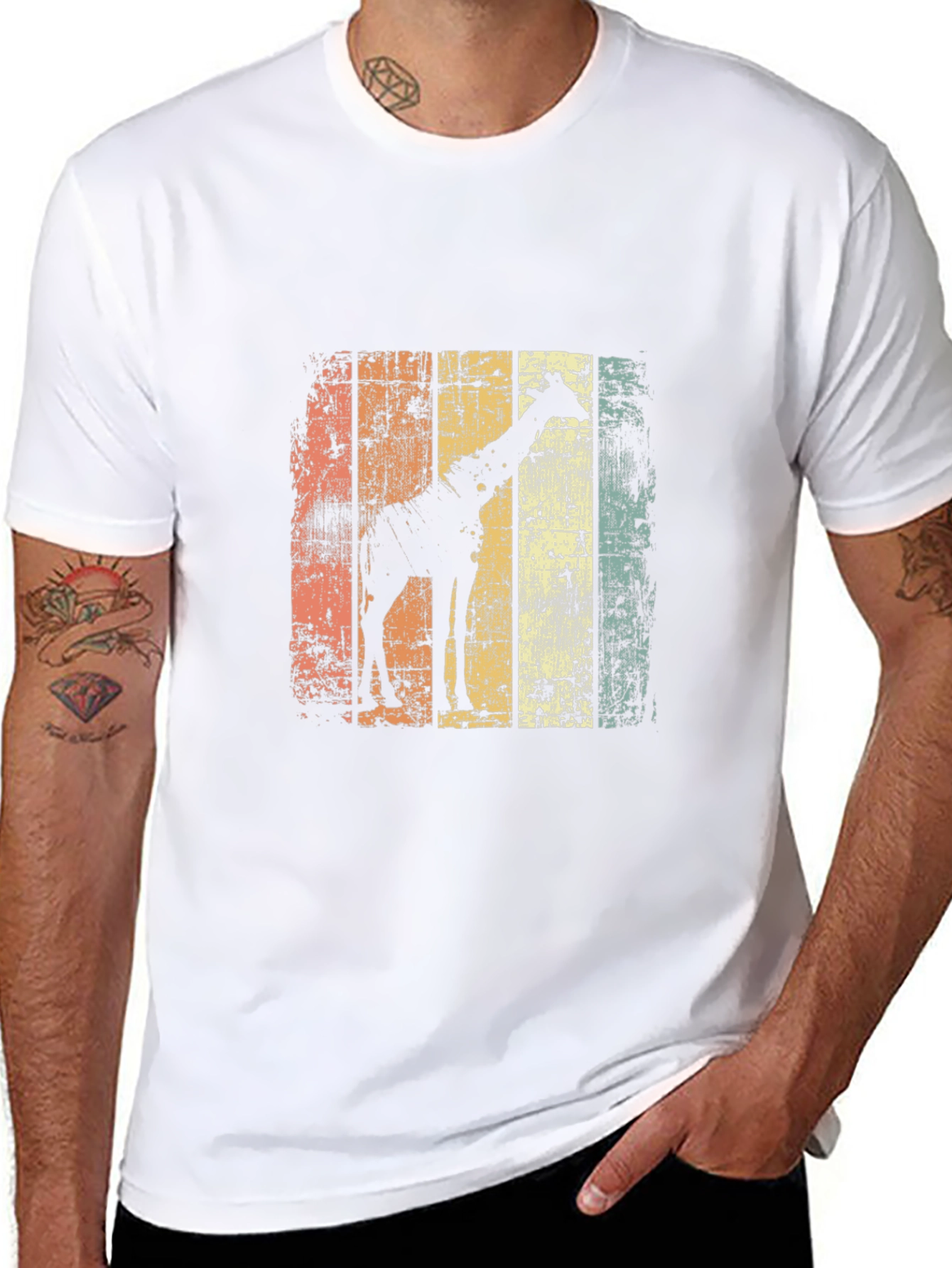 Giraffe Silhouette Distressed T-Shirt
