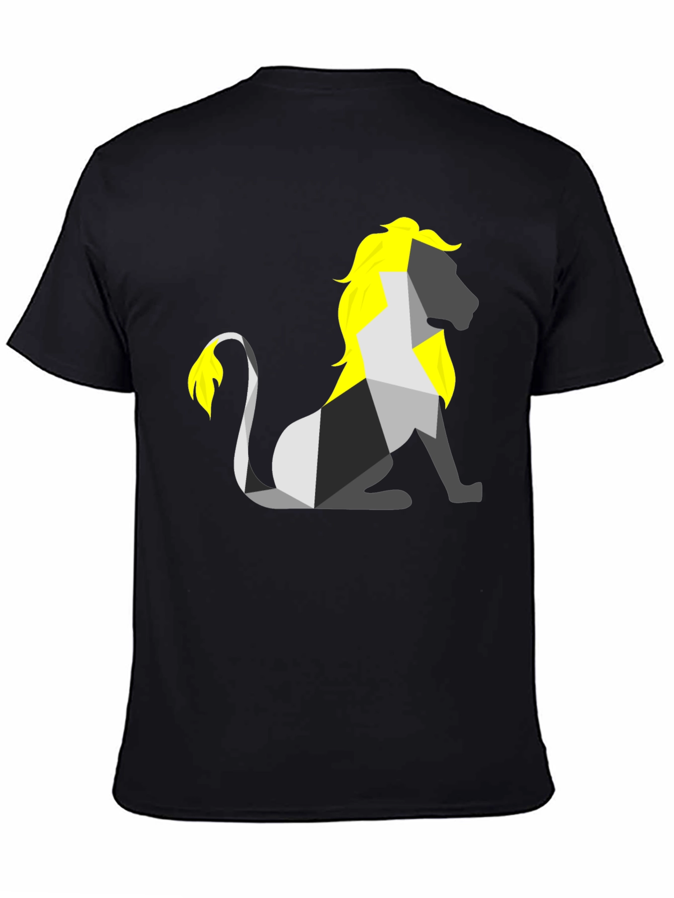 Geometric Lion Graphic Tee - Stylish Black Shirt