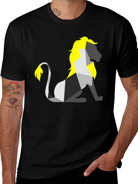 Geometric Lion Graphic Tee - Stylish Black Shirt
