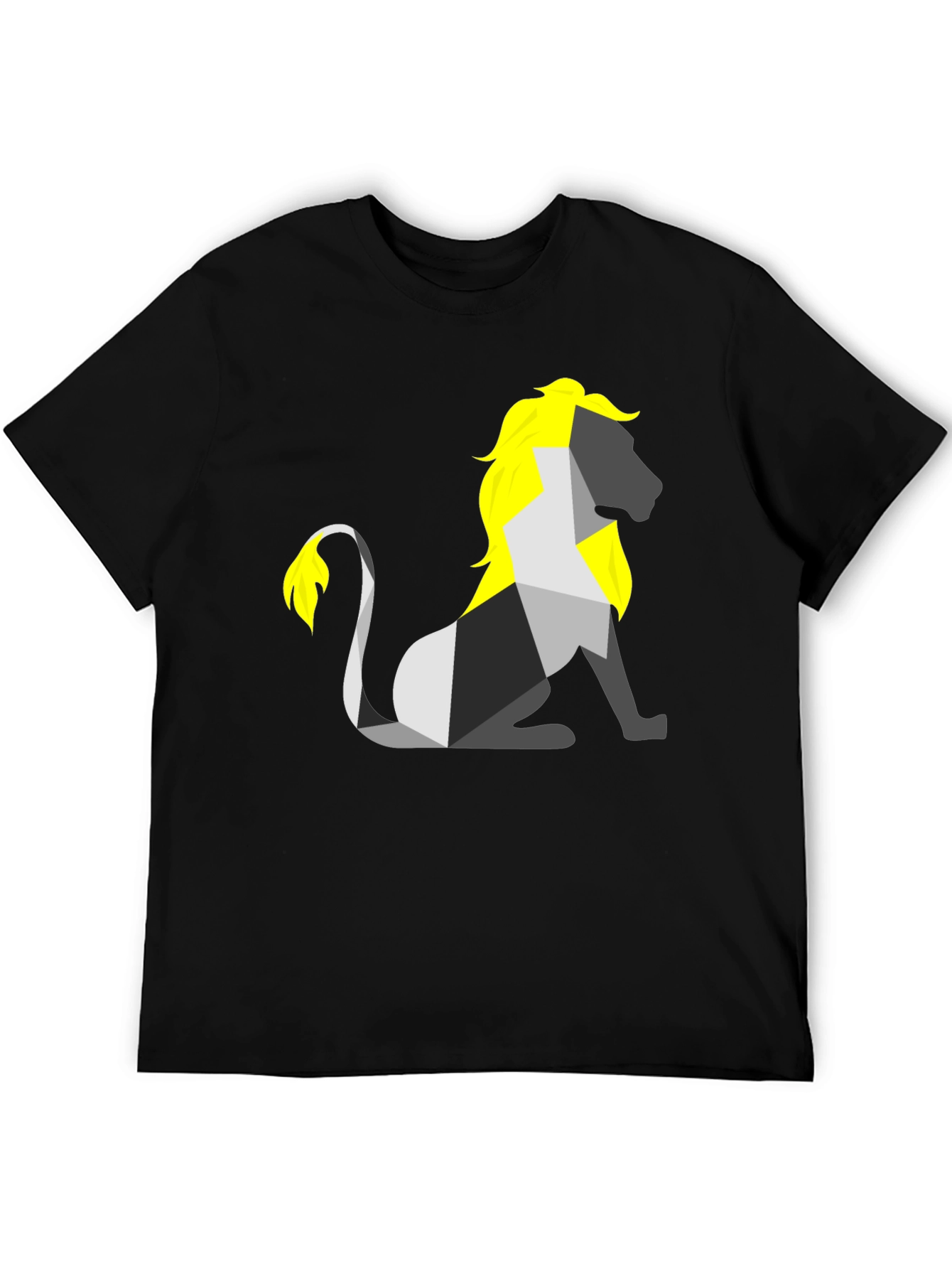 Geometric Lion Graphic Tee - Stylish Black Shirt