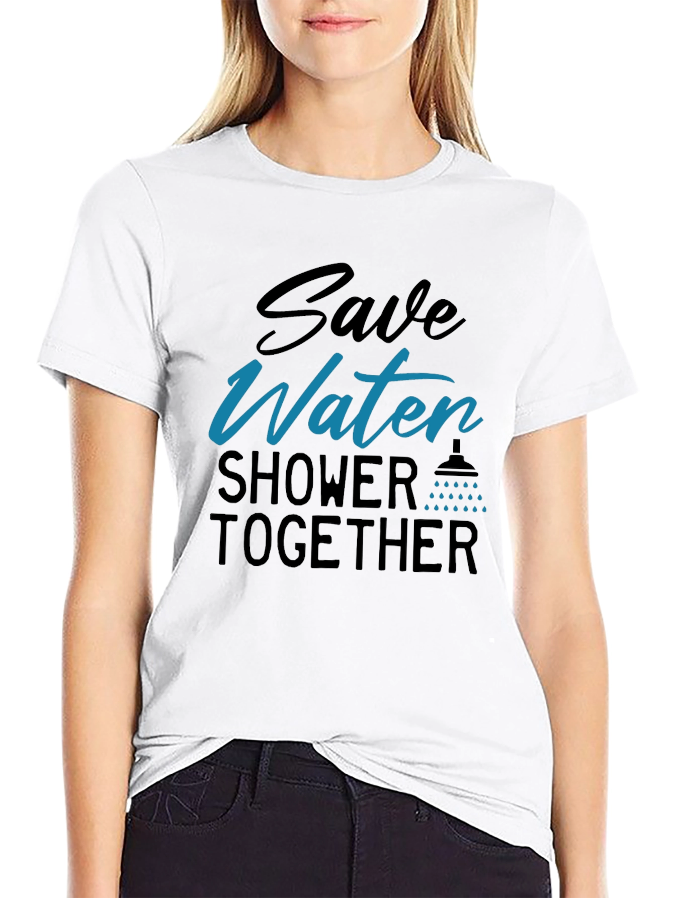 Save Water Shower Together Black T-Shirt