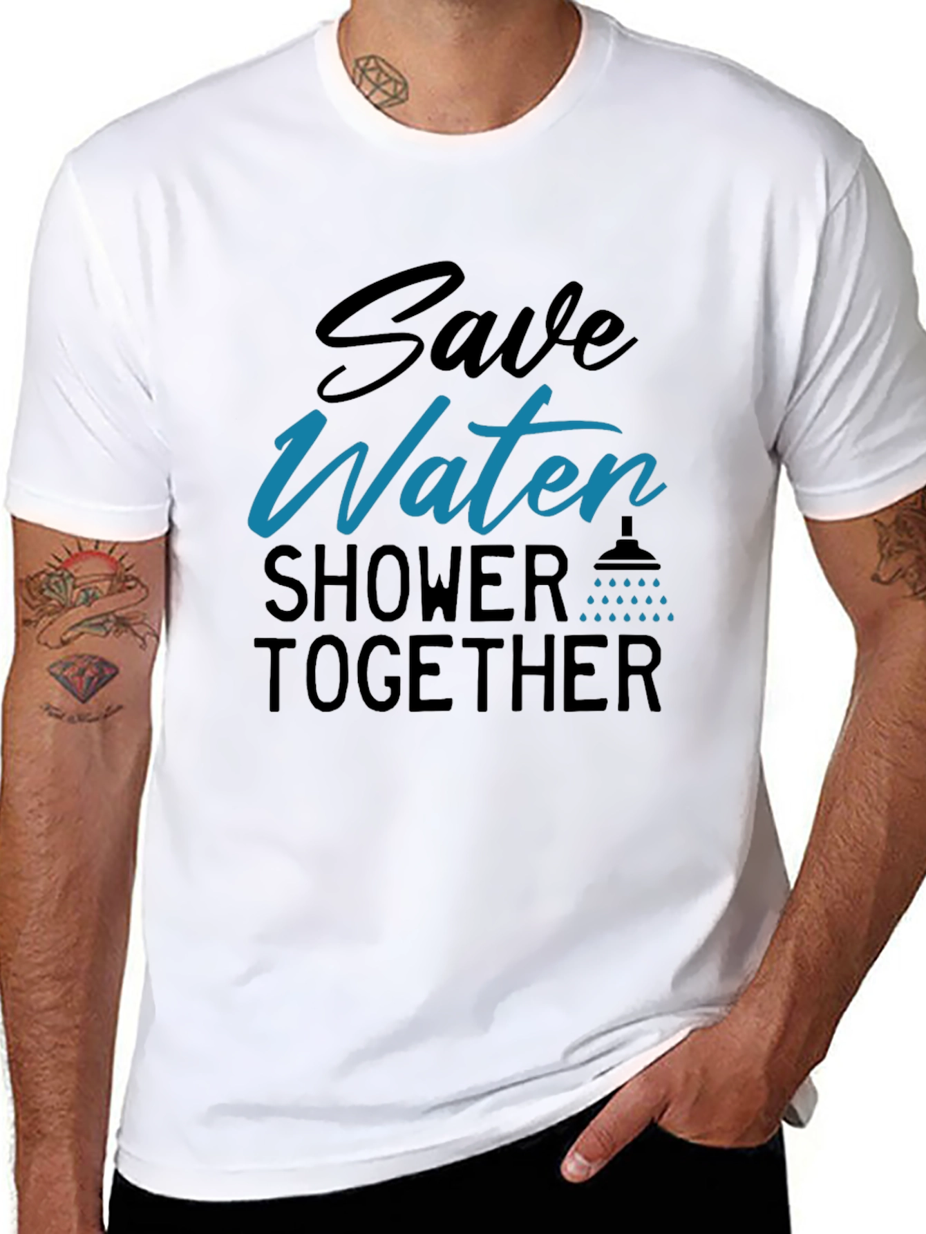 Save Water Shower Together Black T-Shirt