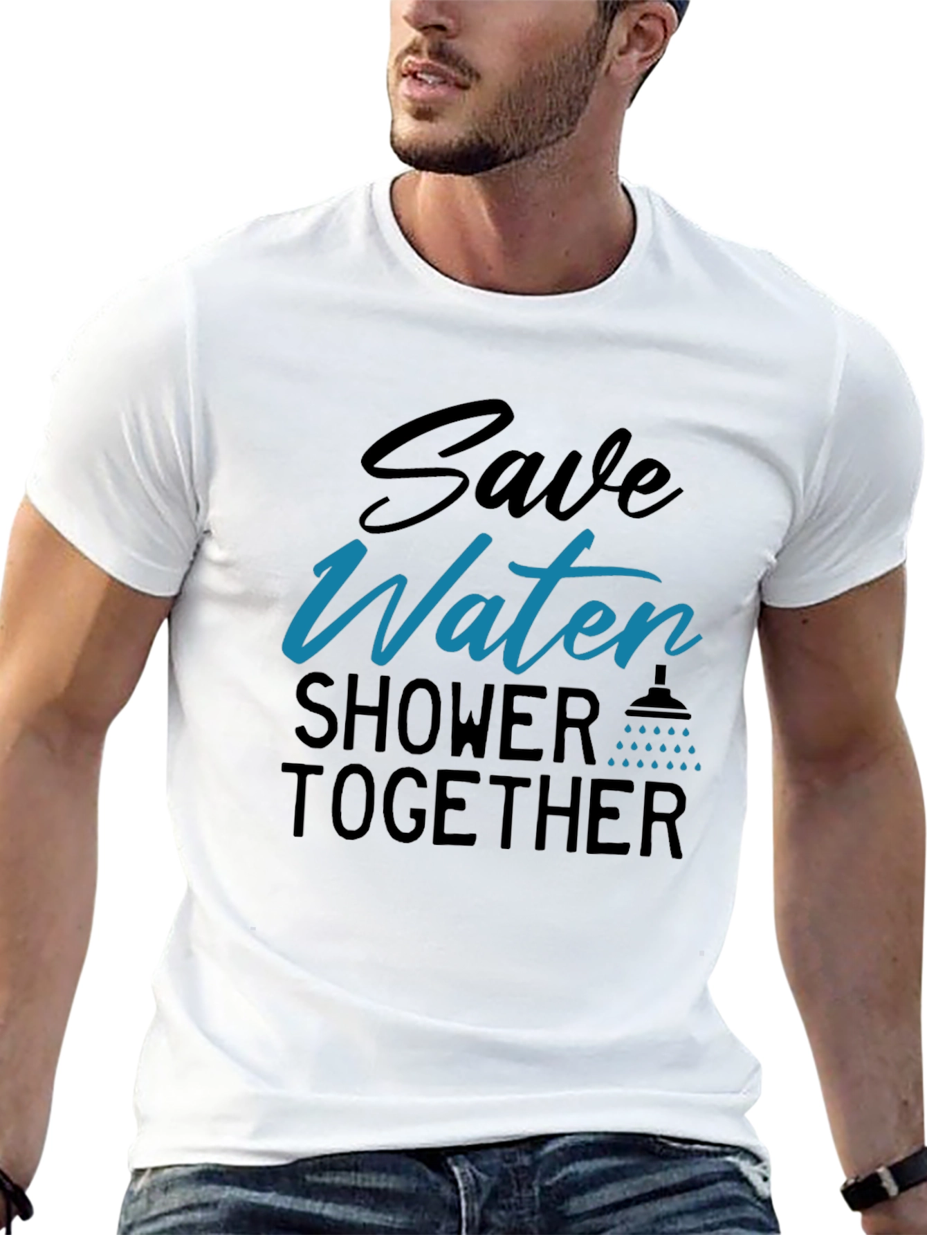 Save Water Shower Together Black T-Shirt