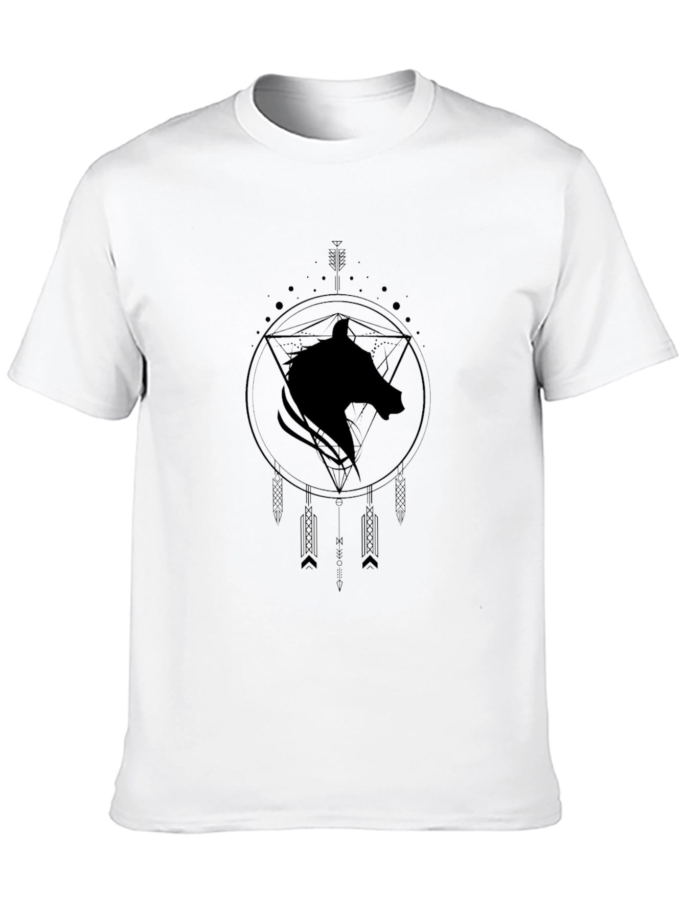 Geometric Wolf T-Shirt - Black Graphic Tee