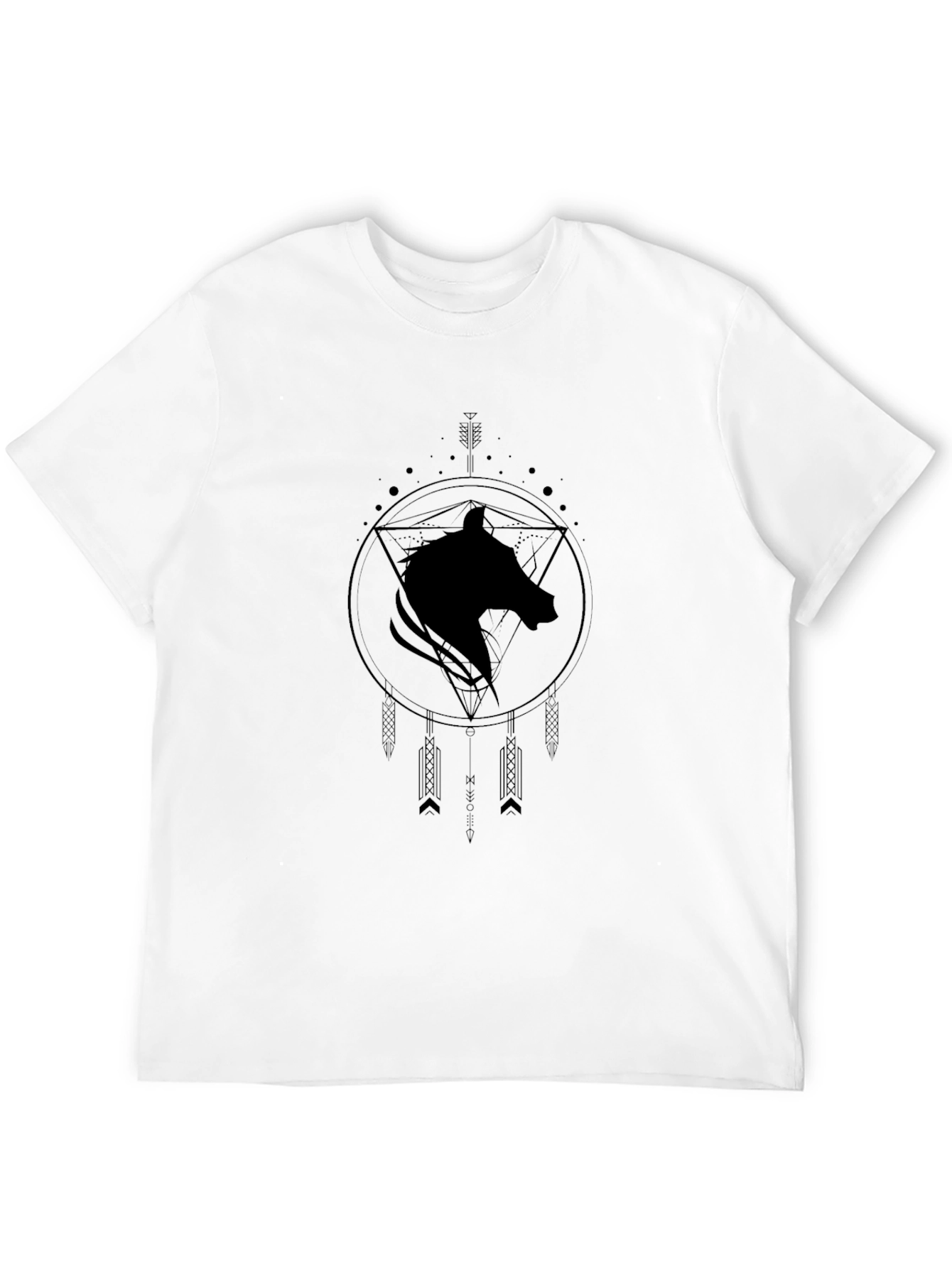 Geometric Wolf T-Shirt - Black Graphic Tee
