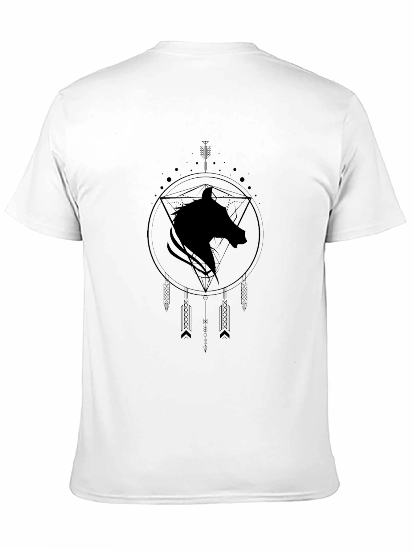 Geometric Wolf T-Shirt - Black Graphic Tee