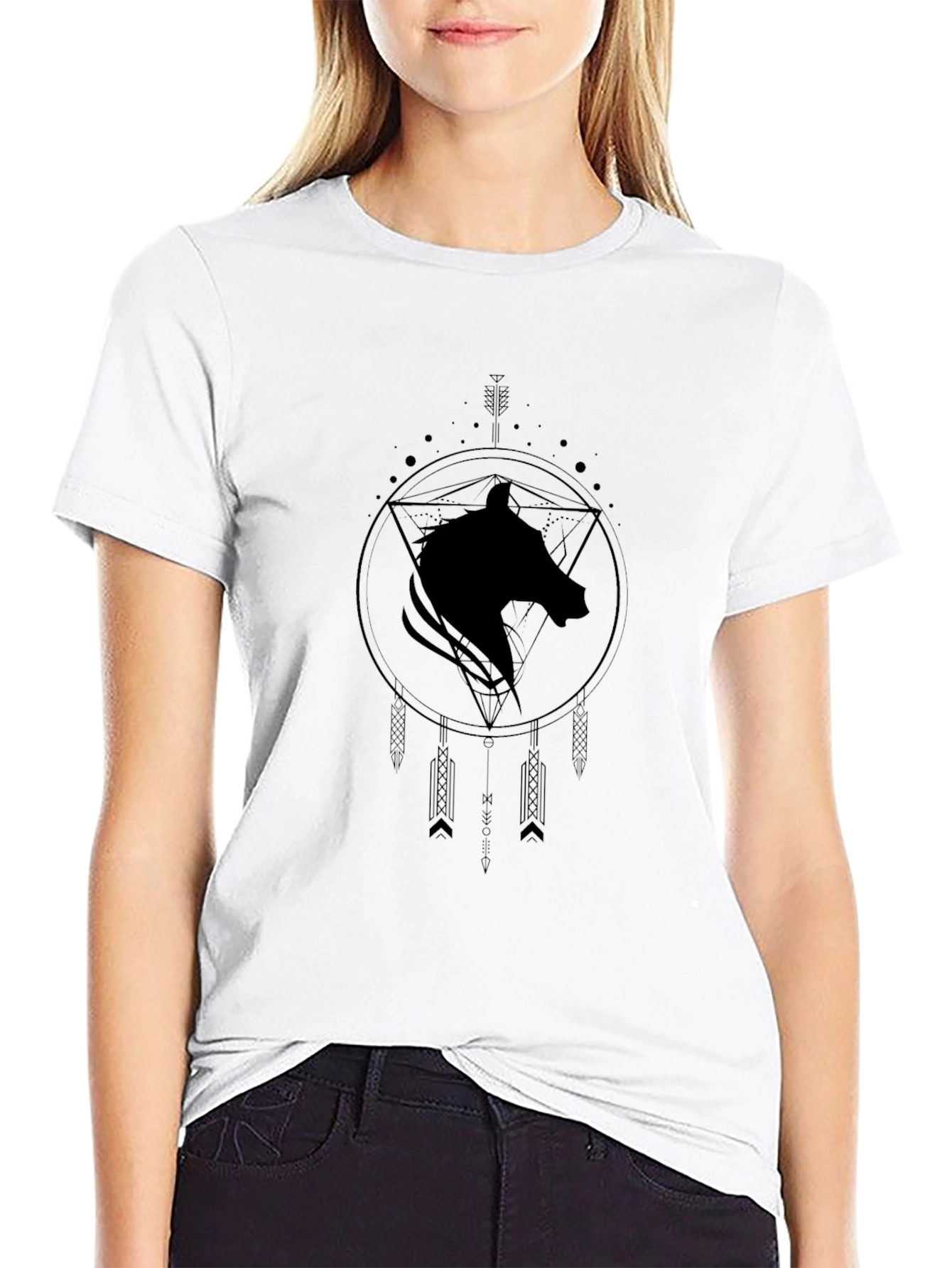 Geometric Wolf T-Shirt - Black Graphic Tee