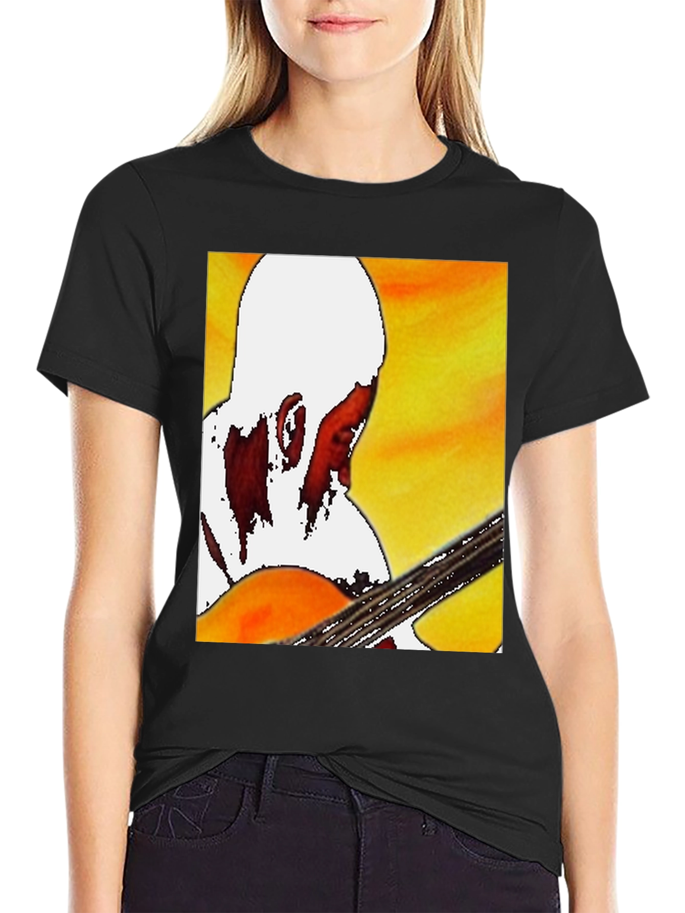 Guitar Player Graphic T-Shirt - Classic Crew Neck