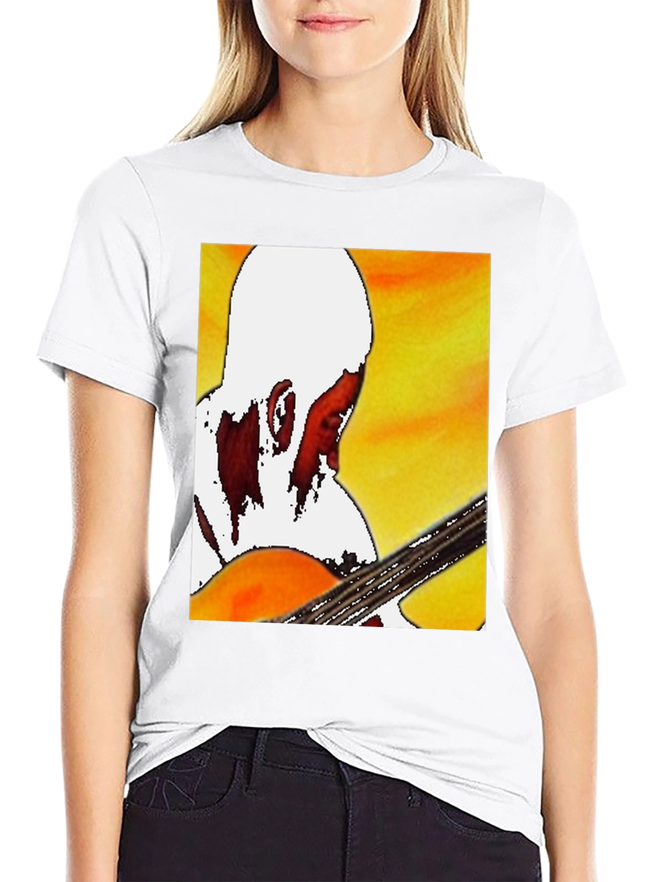 Guitar Player Graphic T-Shirt - Classic Crew Neck