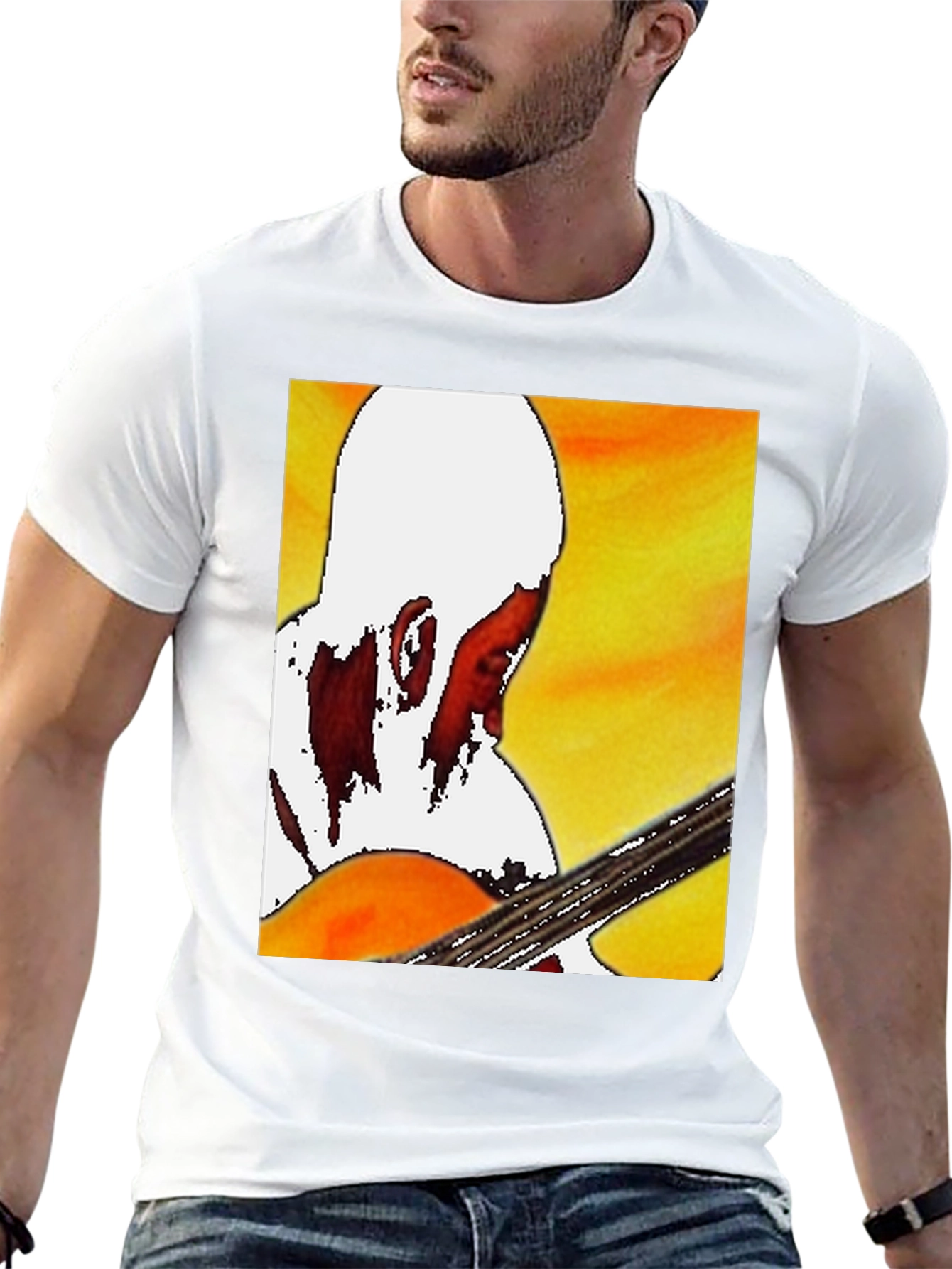 Guitar Player Graphic T-Shirt - Classic Crew Neck