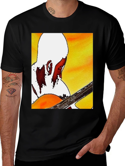 Guitar Player Graphic T-Shirt - Classic Crew Neck