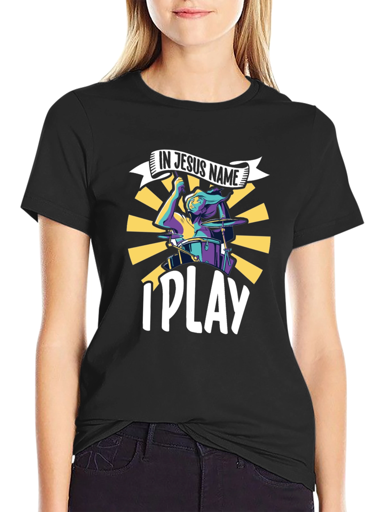 In Jesus Name I Play Drummer T-Shirt