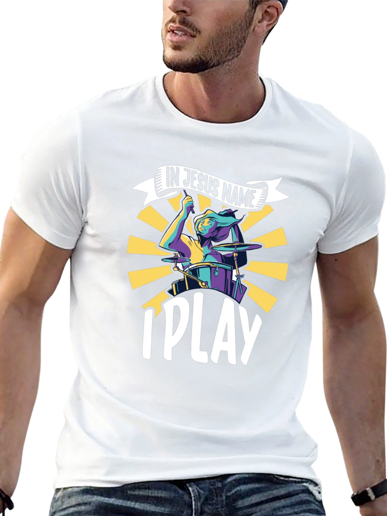 In Jesus Name I Play Drummer T-Shirt