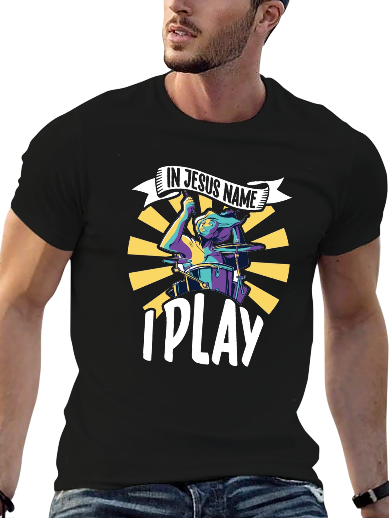In Jesus Name I Play Drummer T-Shirt
