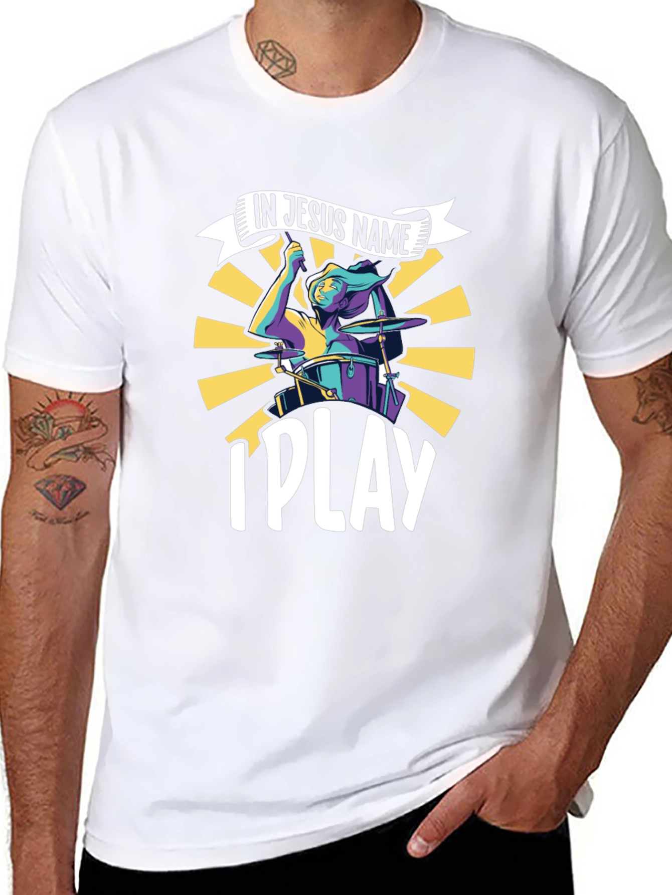 In Jesus Name I Play Drummer T-Shirt