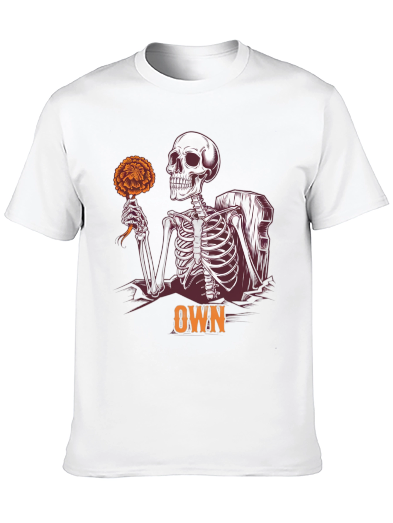 Skeleton Holding Flower Graphic Tee