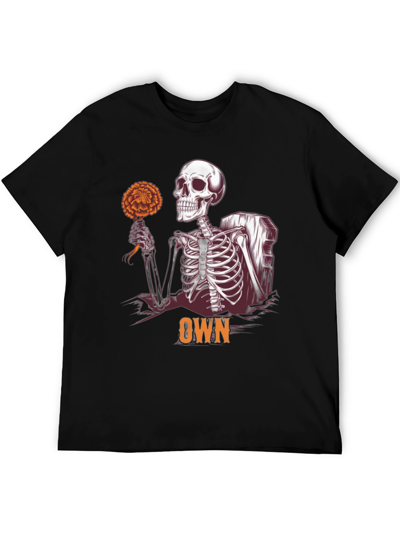 Skeleton Holding Flower Graphic Tee