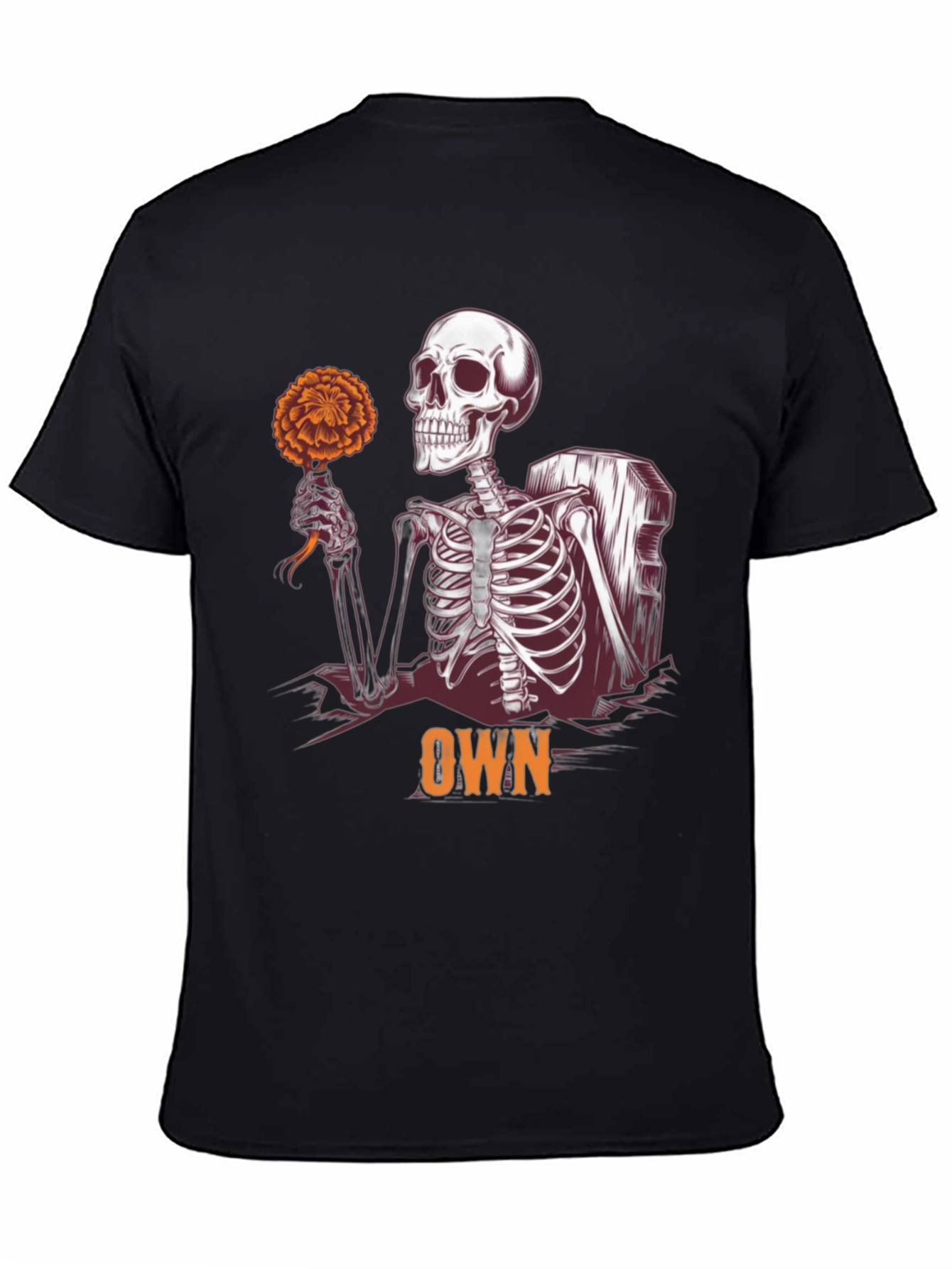 Skeleton Holding Flower Graphic Tee