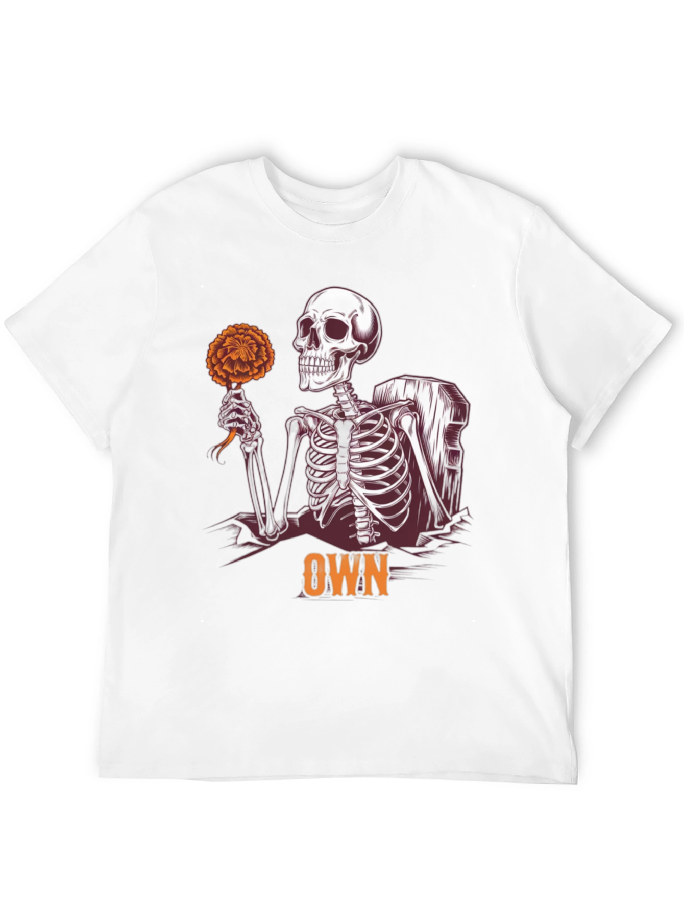 Skeleton Holding Flower Graphic Tee
