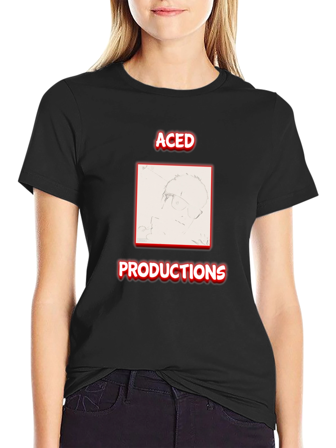 Aced Productions Black Graphic Tee