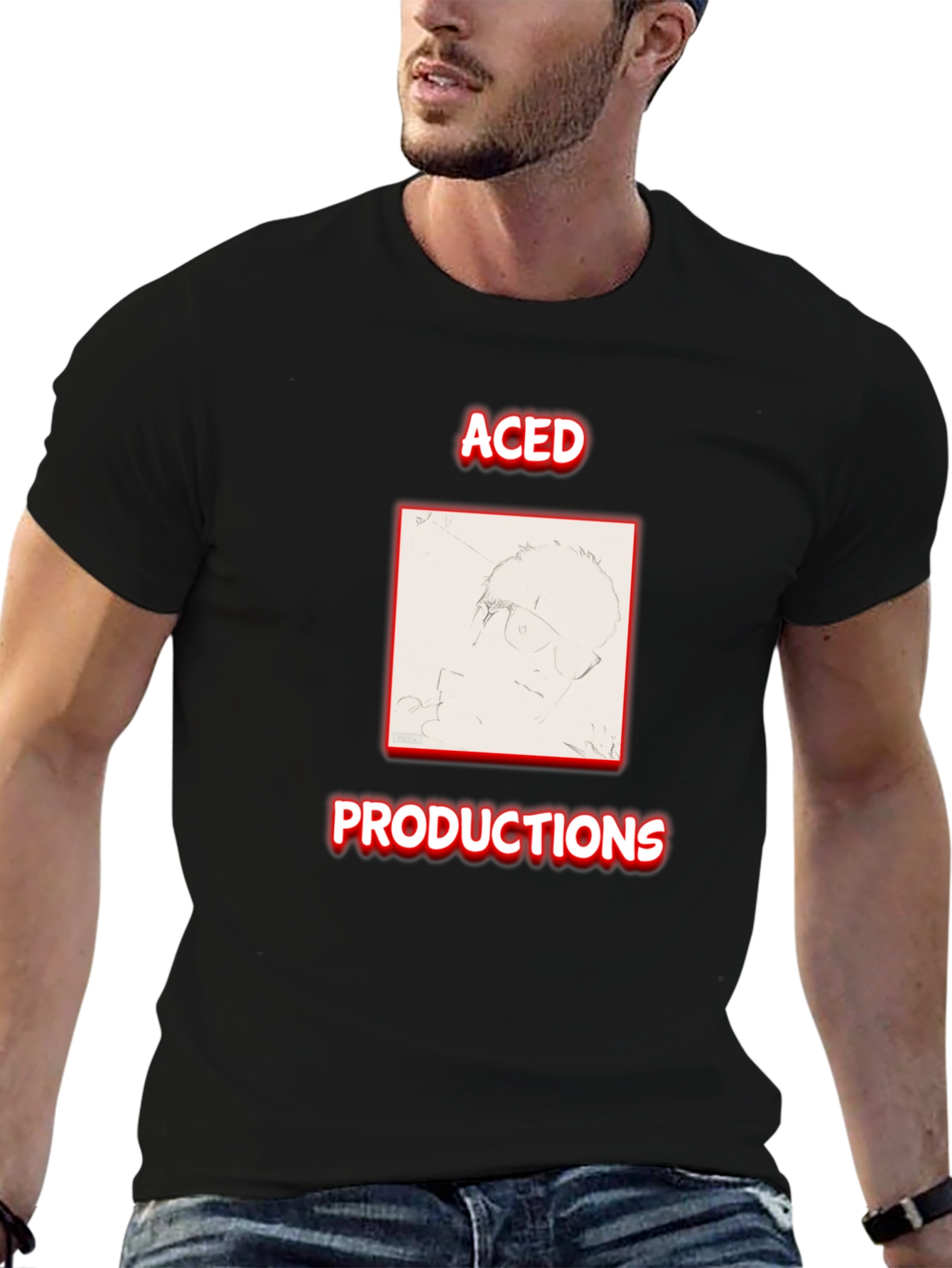 Aced Productions Black Graphic Tee