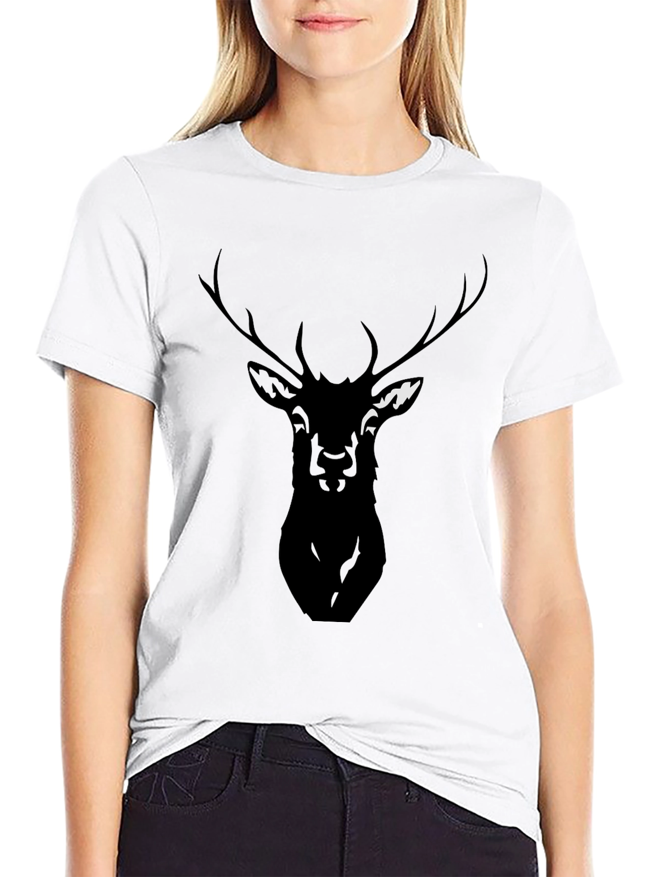 Mens Black Deer Graphic Tee - Casual Style