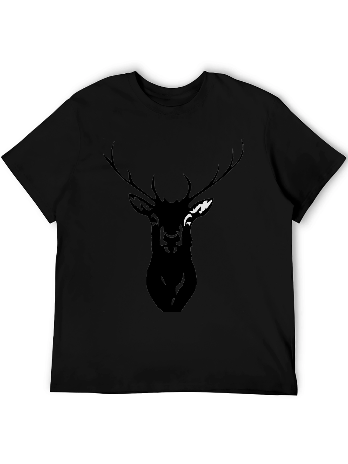 Mens Black Deer Graphic Tee - Casual Style