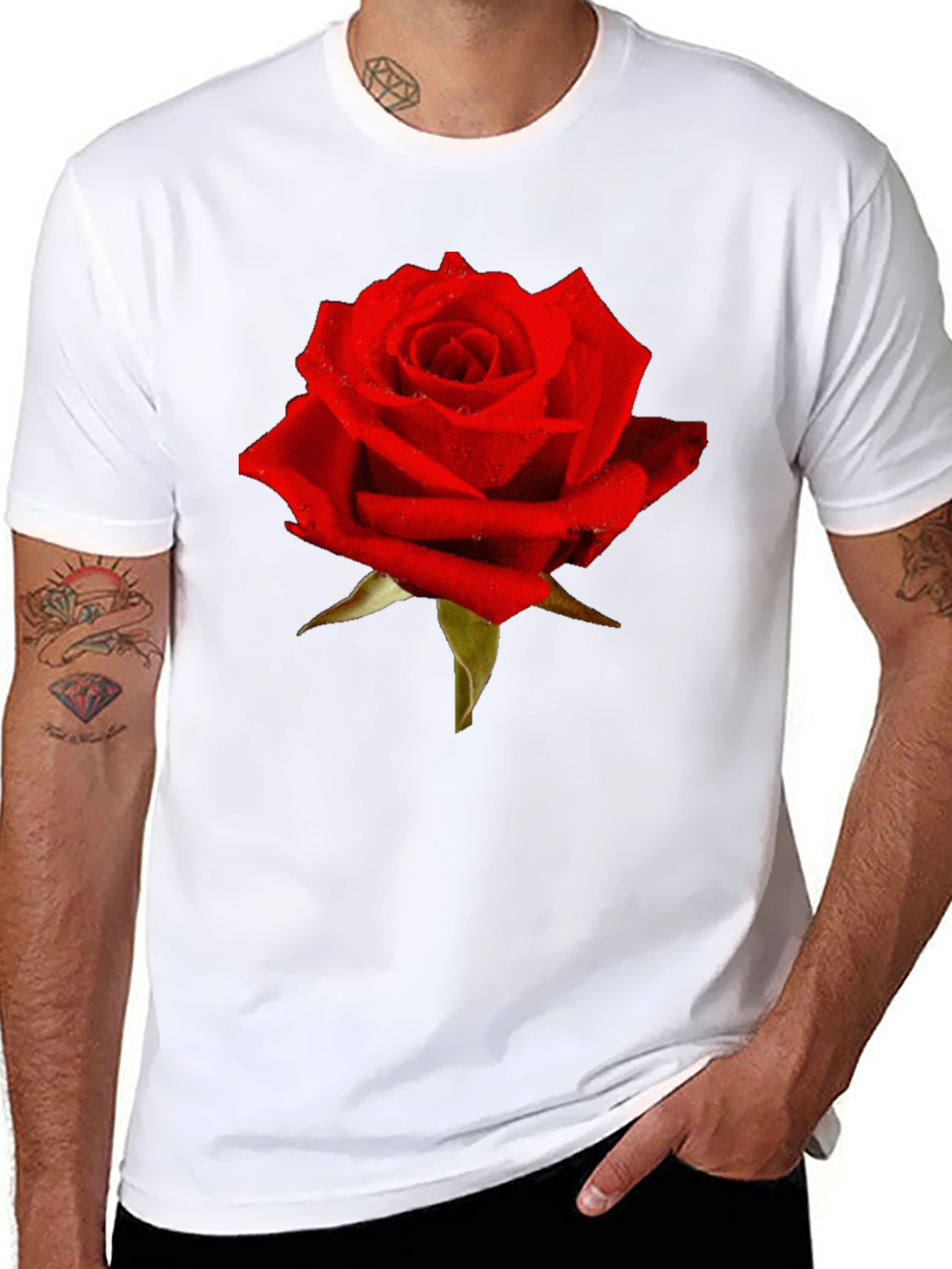Red Rose Graphic Tee - Black