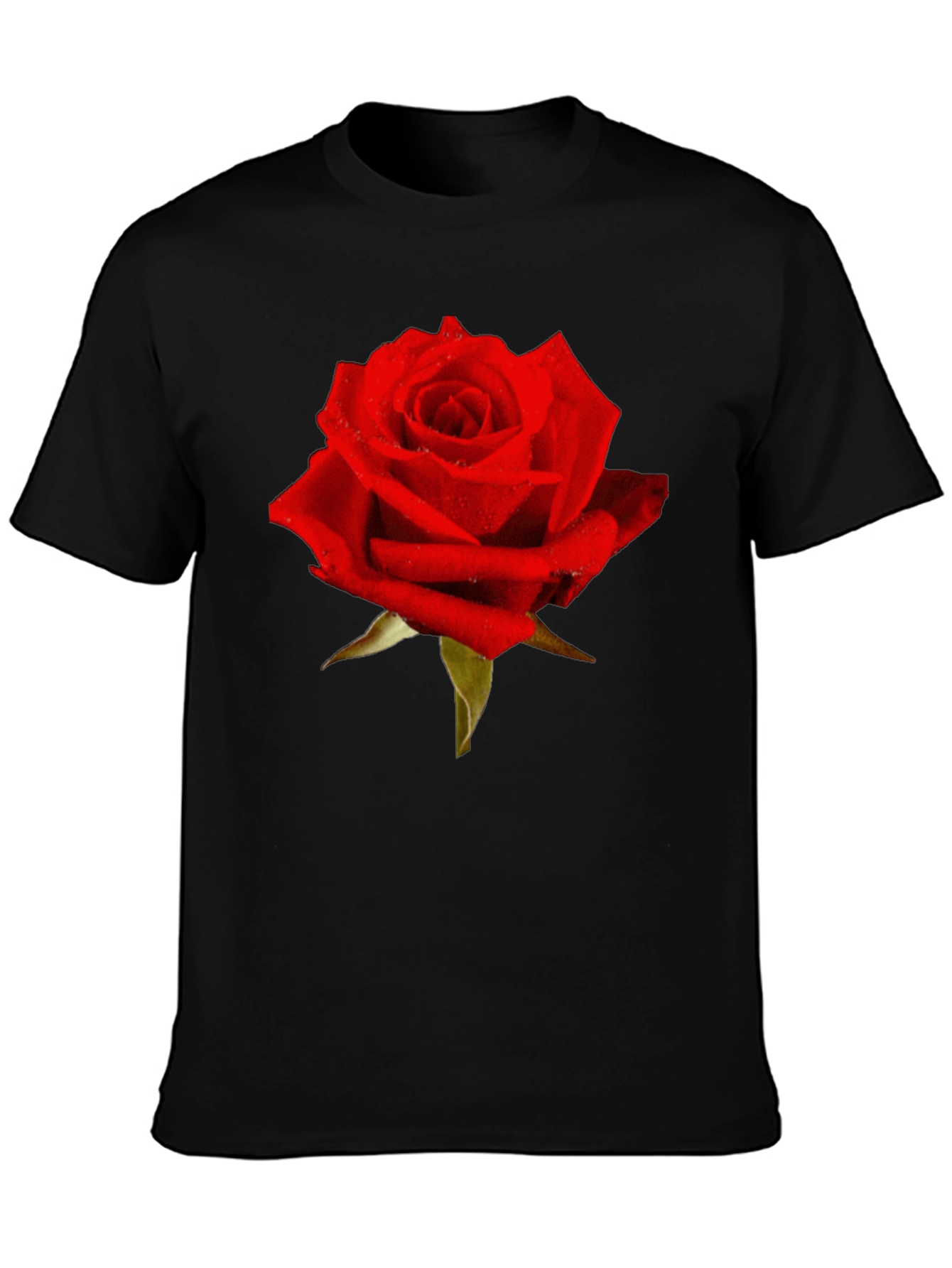 Red Rose Graphic Tee - Black