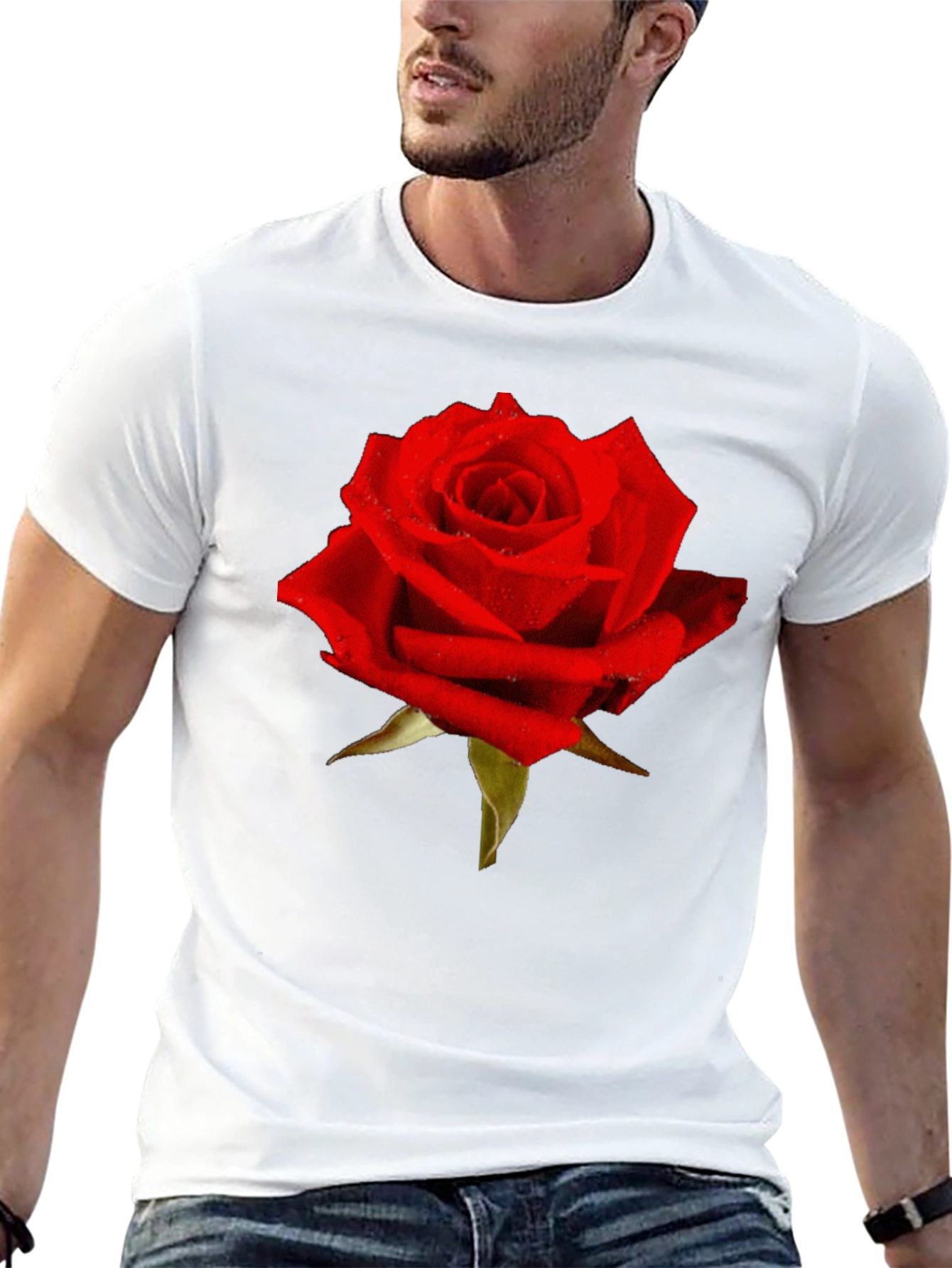 Red Rose Graphic Tee - Black