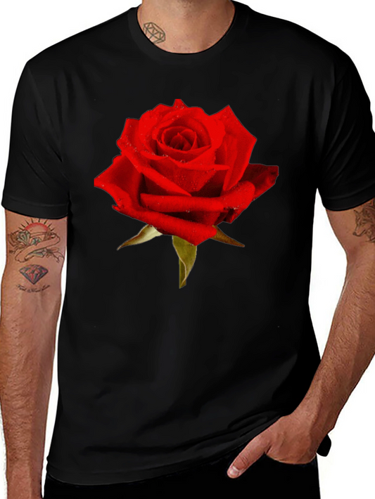 Red Rose Graphic Tee - Black