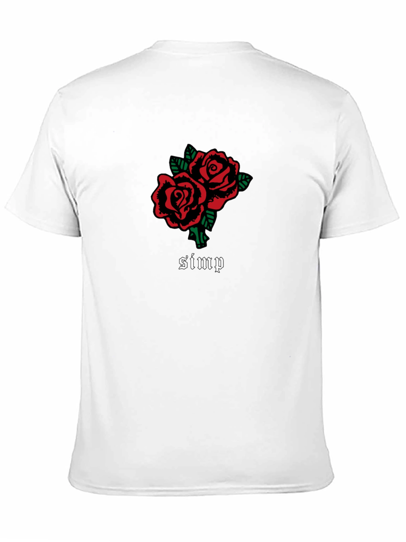 Red Rose Simp Graphic Black T-Shirt