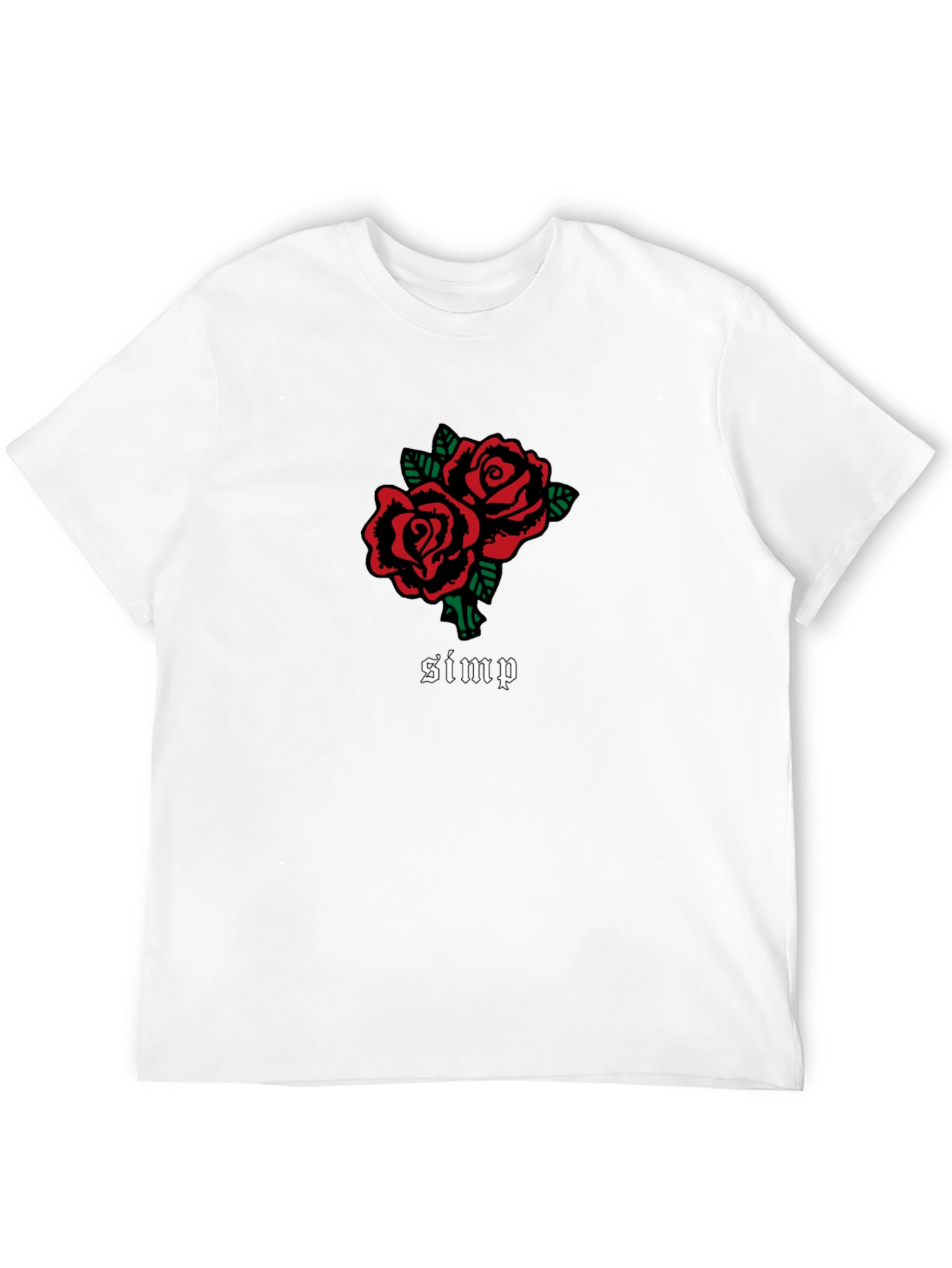 Red Rose Simp Graphic Black T-Shirt