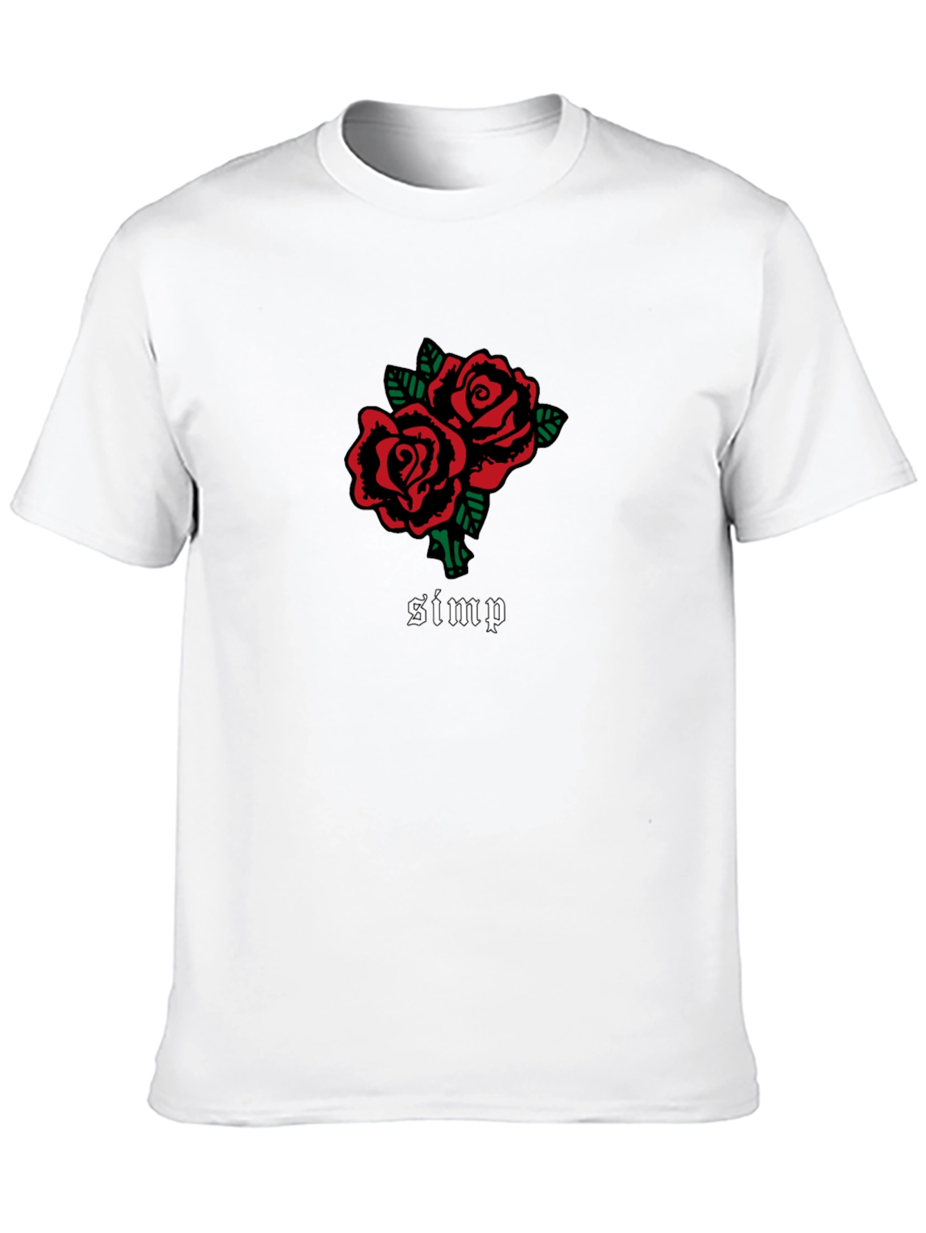 Red Rose Simp Graphic Black T-Shirt